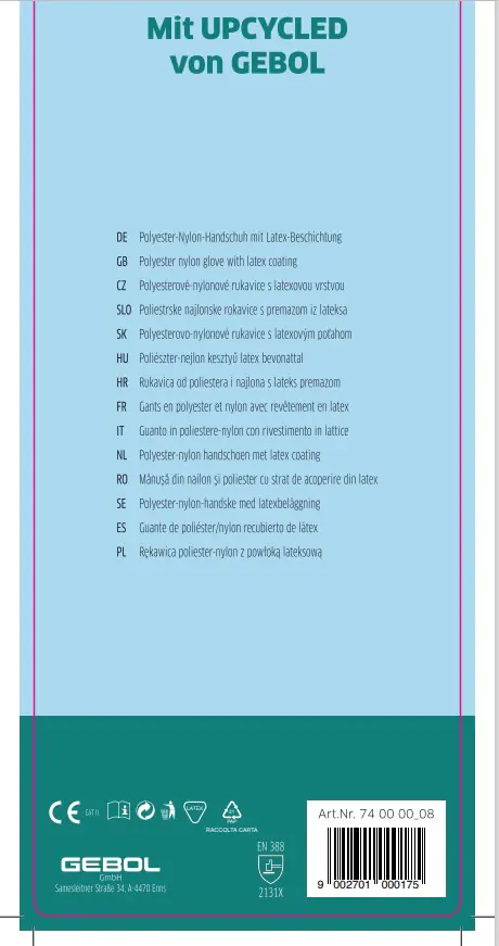 Gebol Handschuh Upcycled Strong hellgrün  