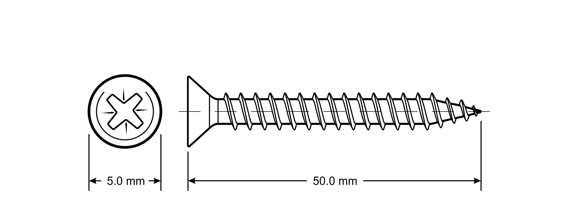 TrendLine Universalschrauben 5.0 x 50 mm PZ 2 - 250 Stück