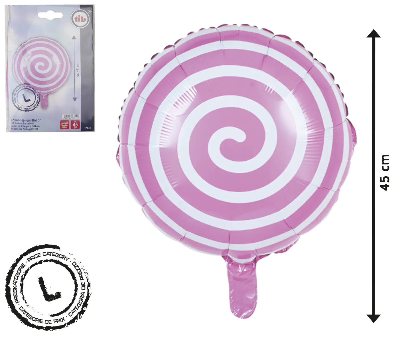 TIB Heyne Folienballon Lollipop pink 1 Stück