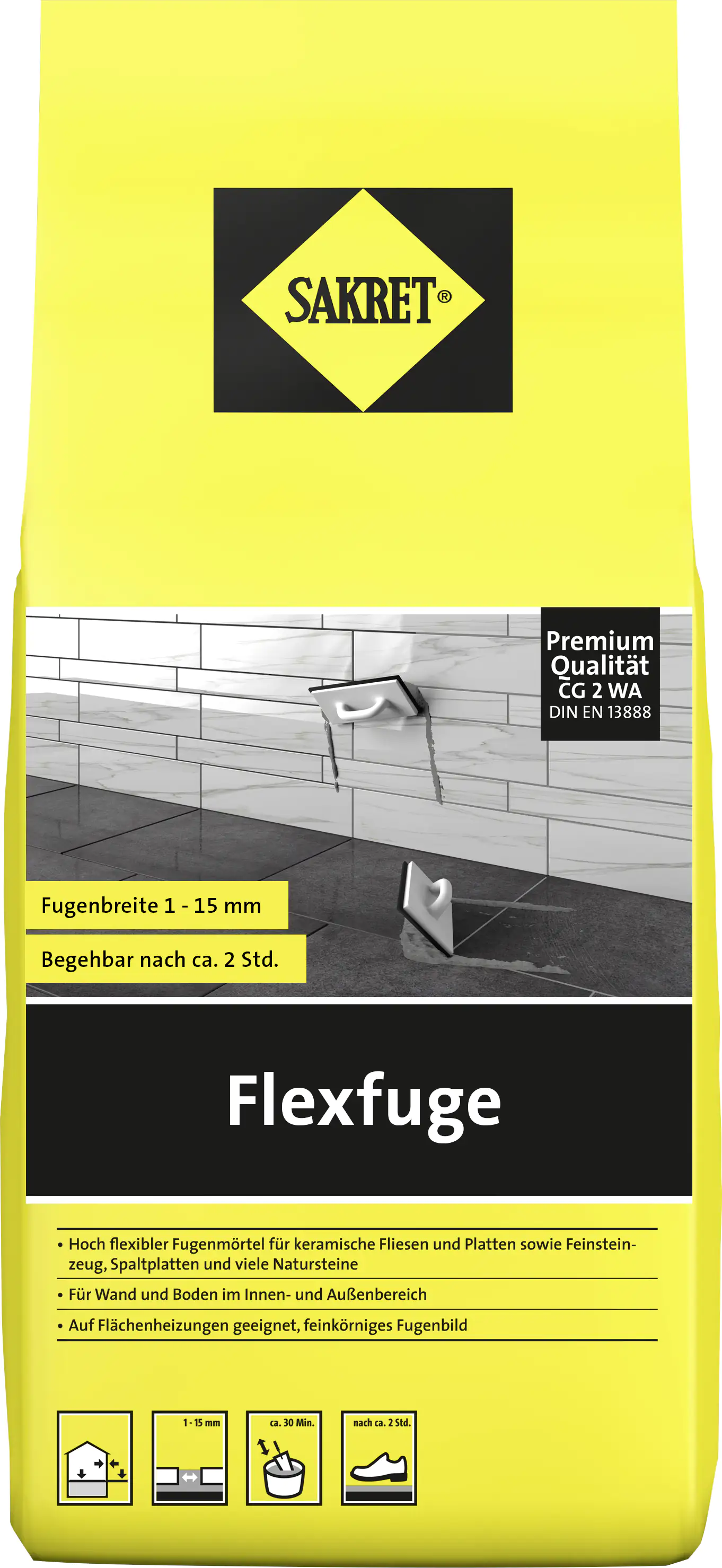 SAKRET Flexfuge 1 - 15 mm zementgrau 1 kg