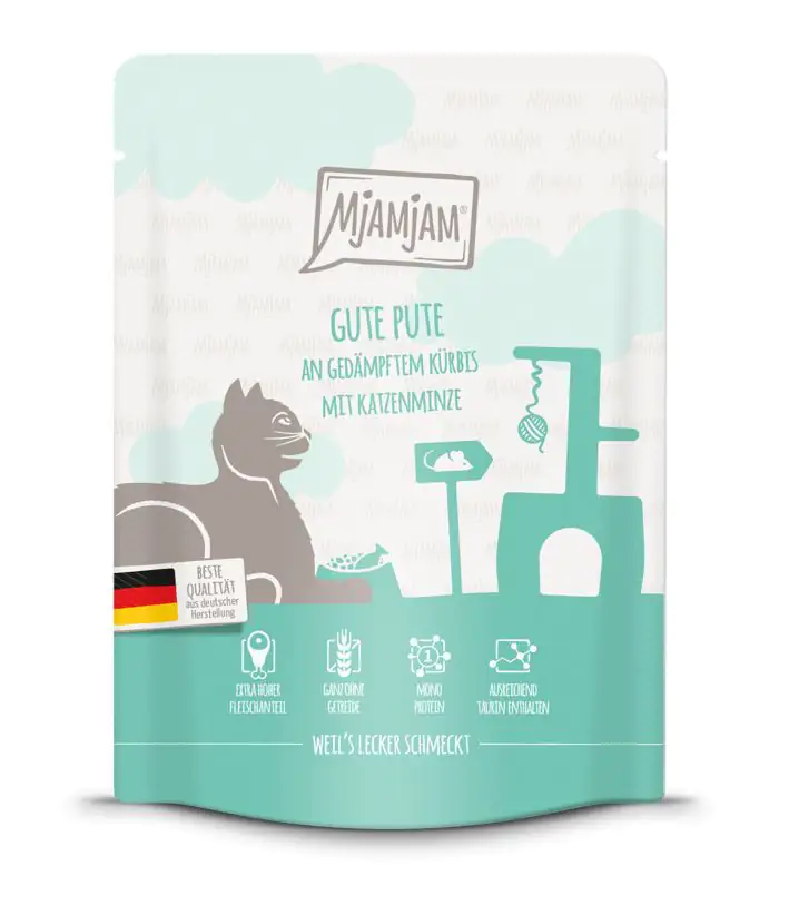 MjAMjAM Adult Pute an Kürbis mit Katzenminze Katzenfutter 300g