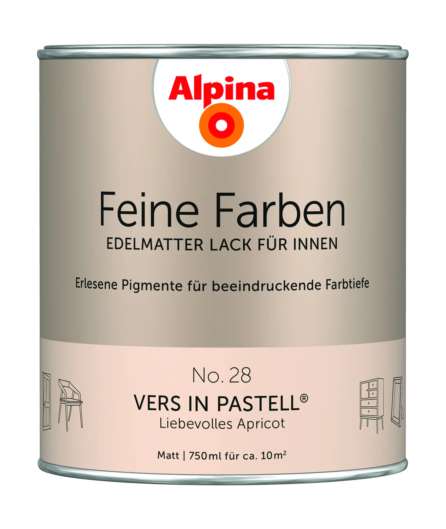 Alpina Feine Farben Lack No. 28 Vers in Pastell - apricot 750 ml