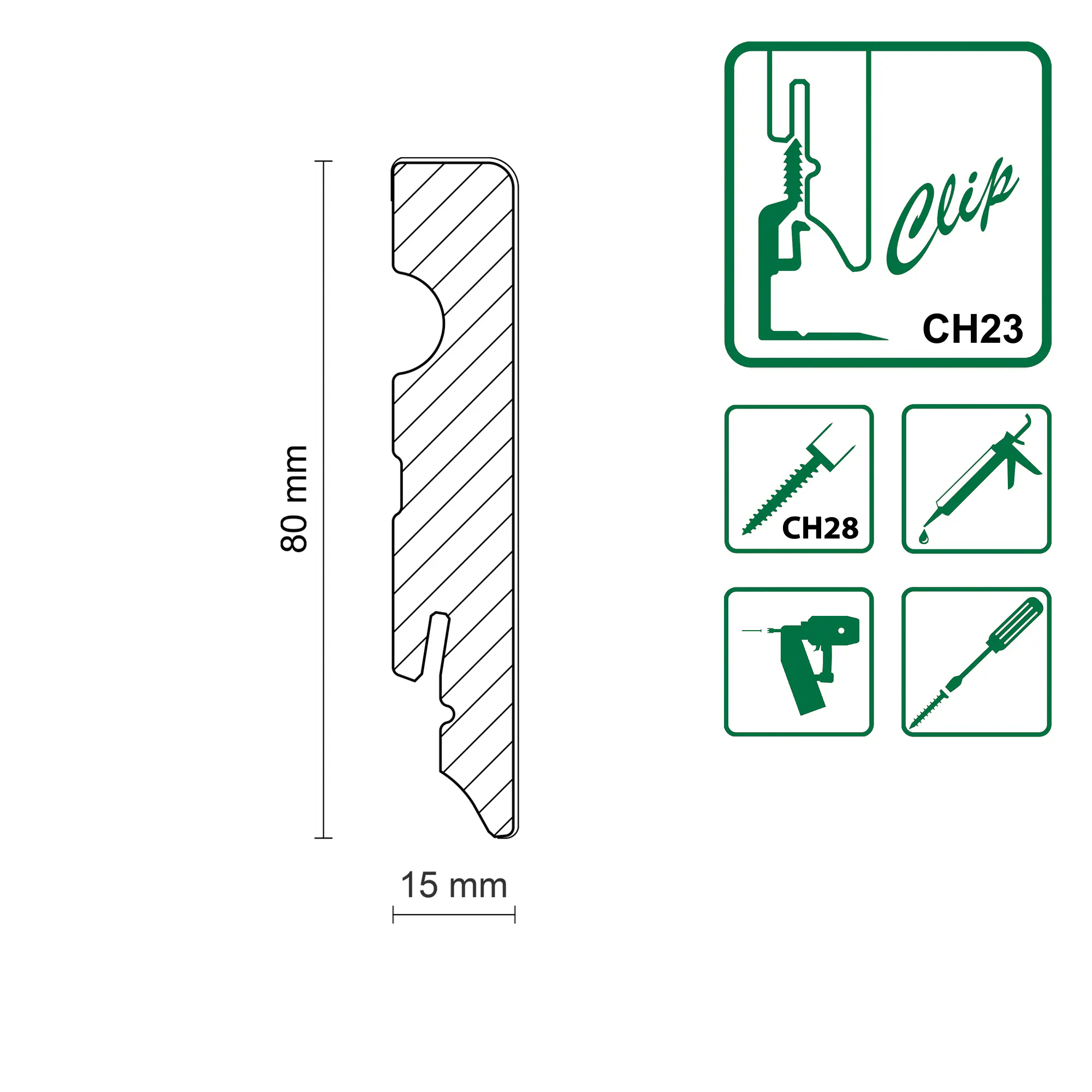 Neuhofer Fußleiste 240 cm x 80 x 15 mm weiß foliert