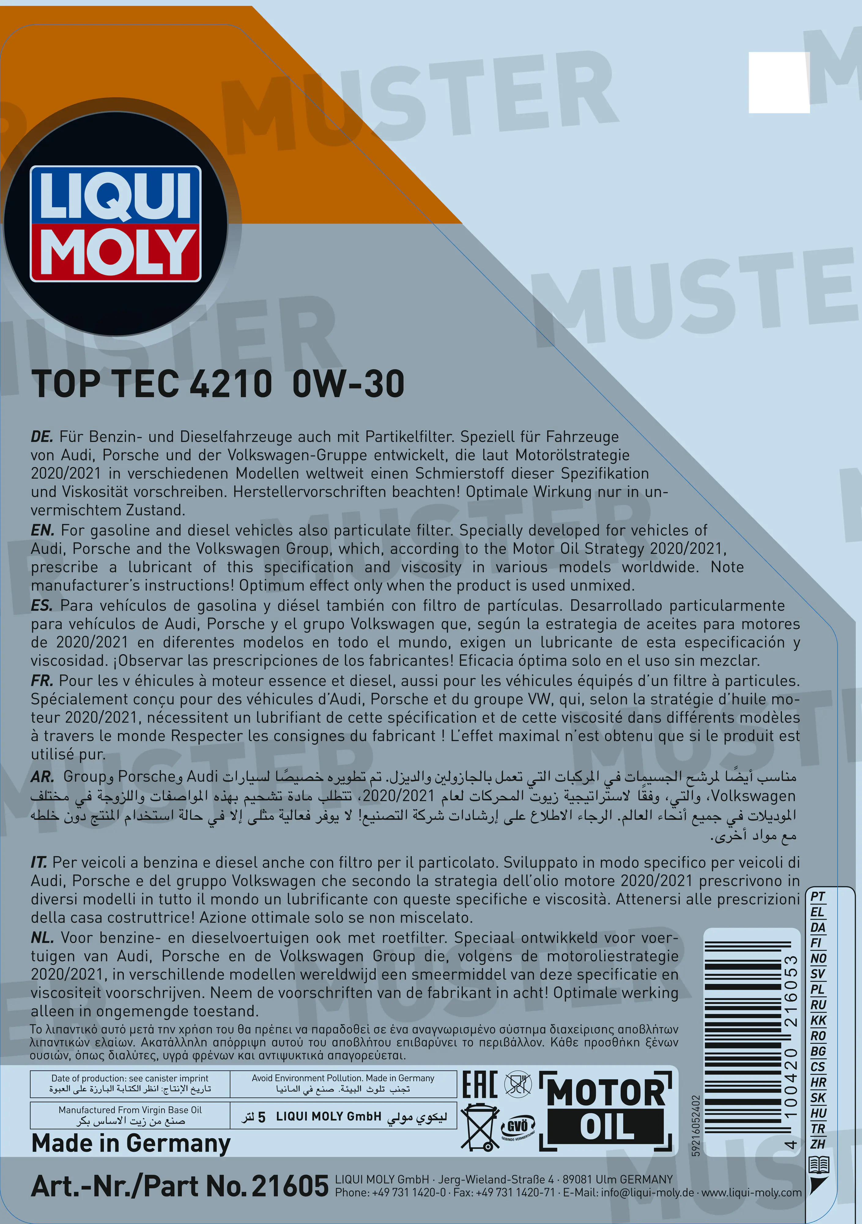 Liqui Moly Motoröl Top Tec 4210 0W-30 5 L Liqui Moly Motoröl Top Tec 4210 0W-30 5 L