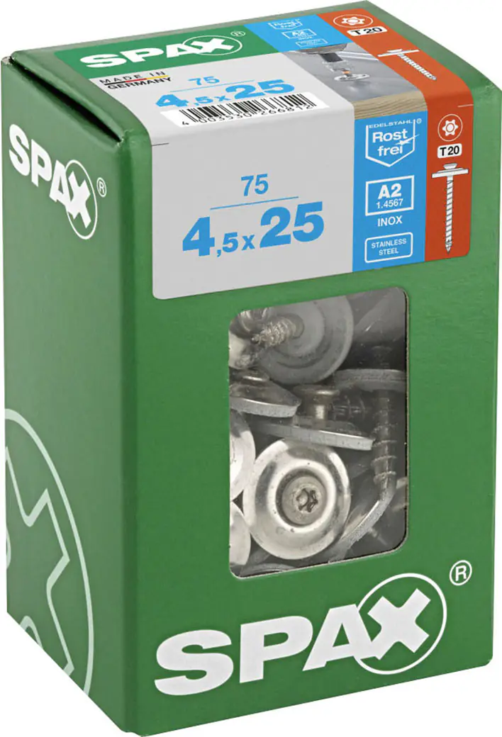 Spax Spenglerschrauben 4,5 x 25 mm T20 Vollgewinde - 75 Stk. 