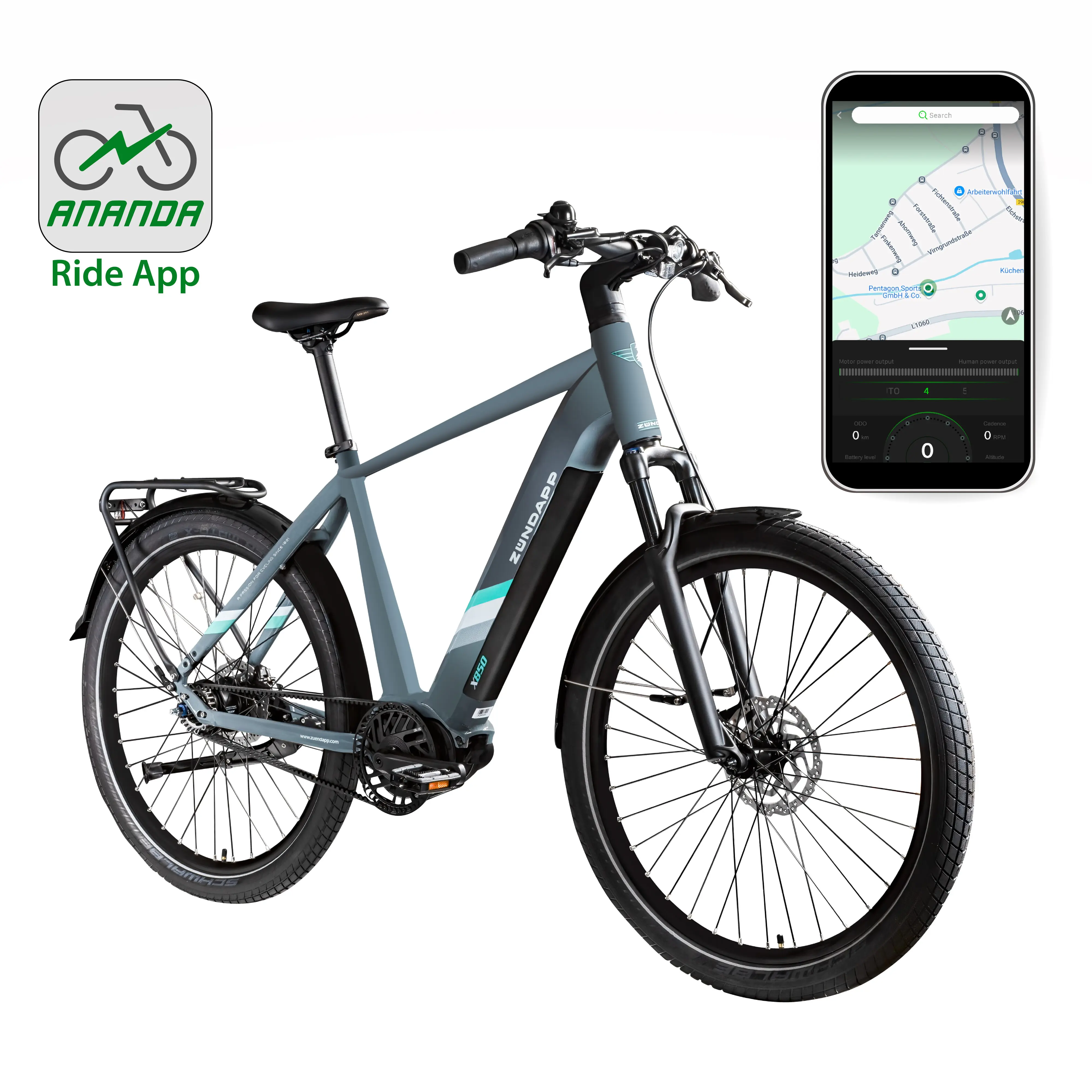 Zündapp E-Bike Trekking X850 Diamantrahmen 27,5 Zoll 7-Gang 550 Wh basaltgrau