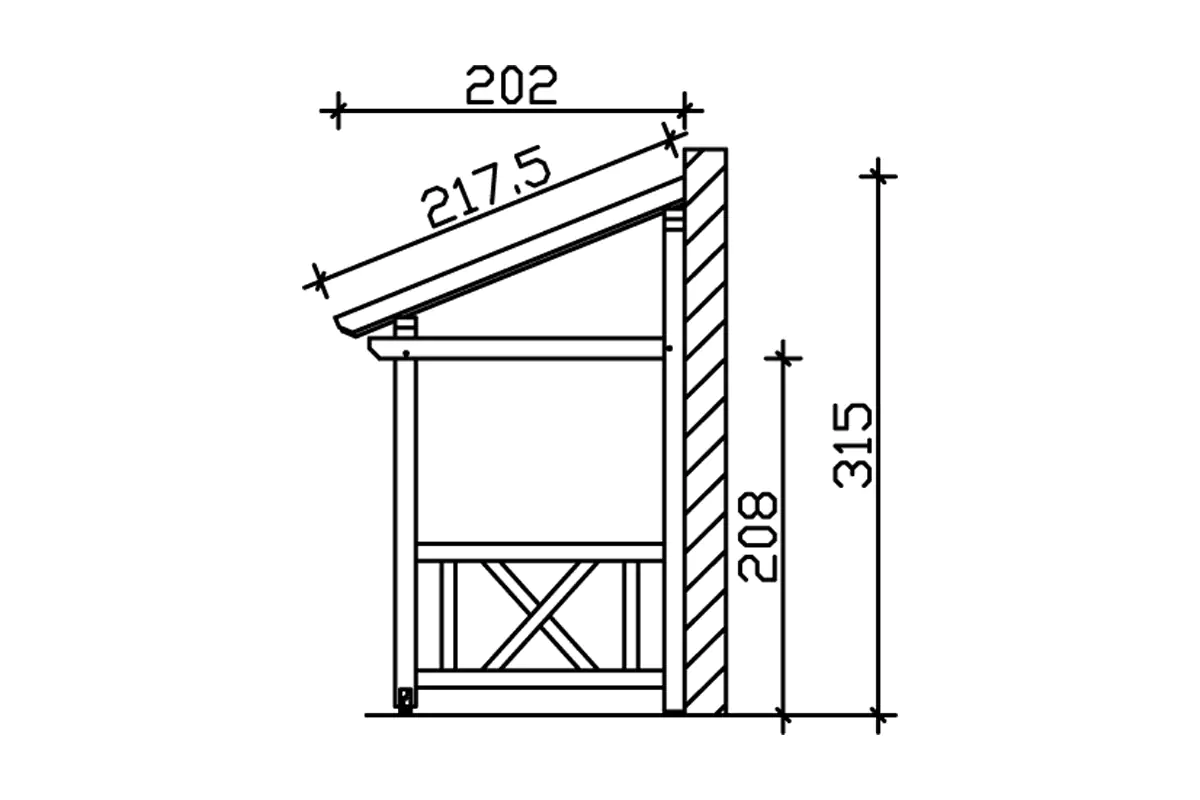 SKAN HOLZ Vordach Paderborn Typ 7 336 x 202 cm, lasiert in Eiche hell