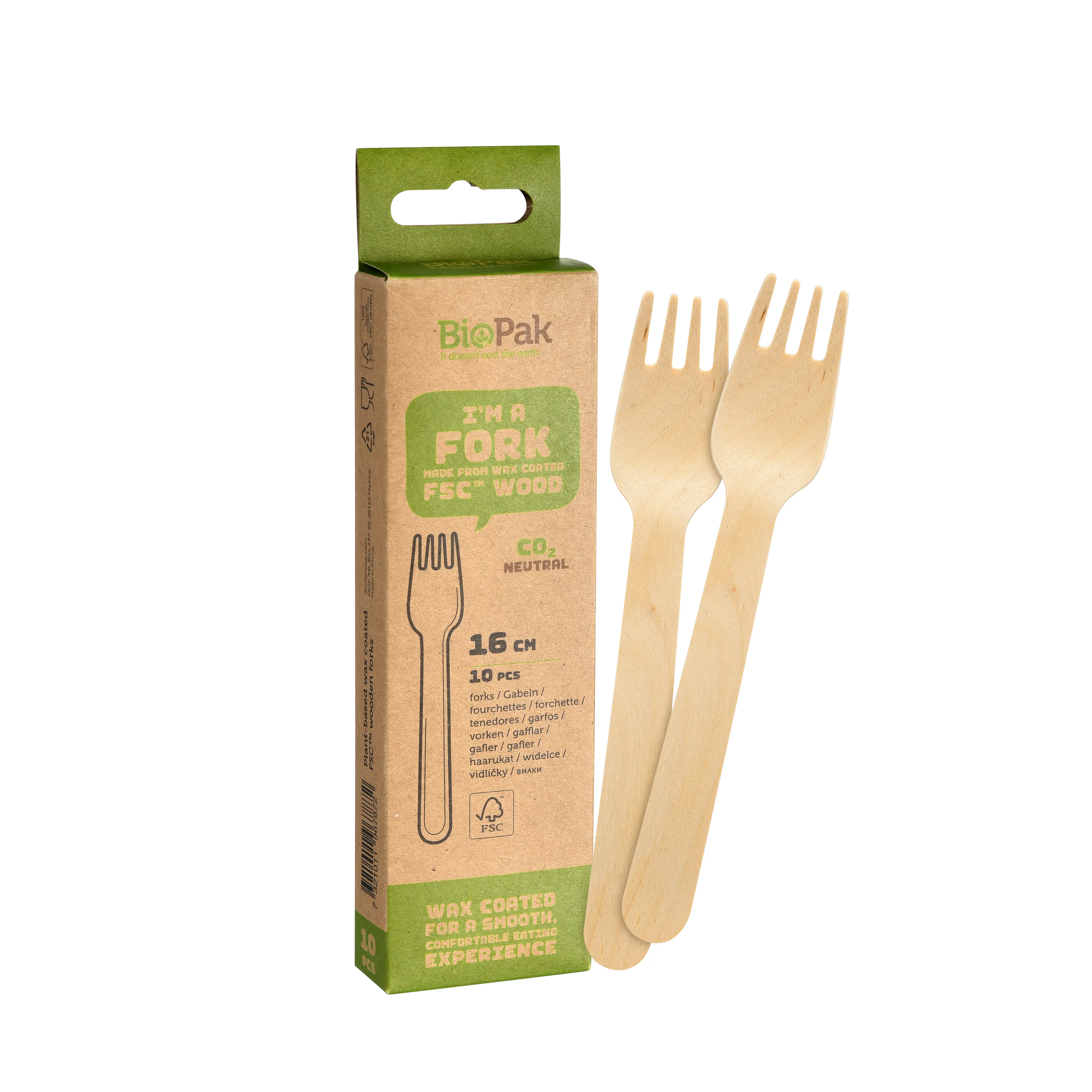 Biopak Holzgabeln 16 cm - 10 Stk.