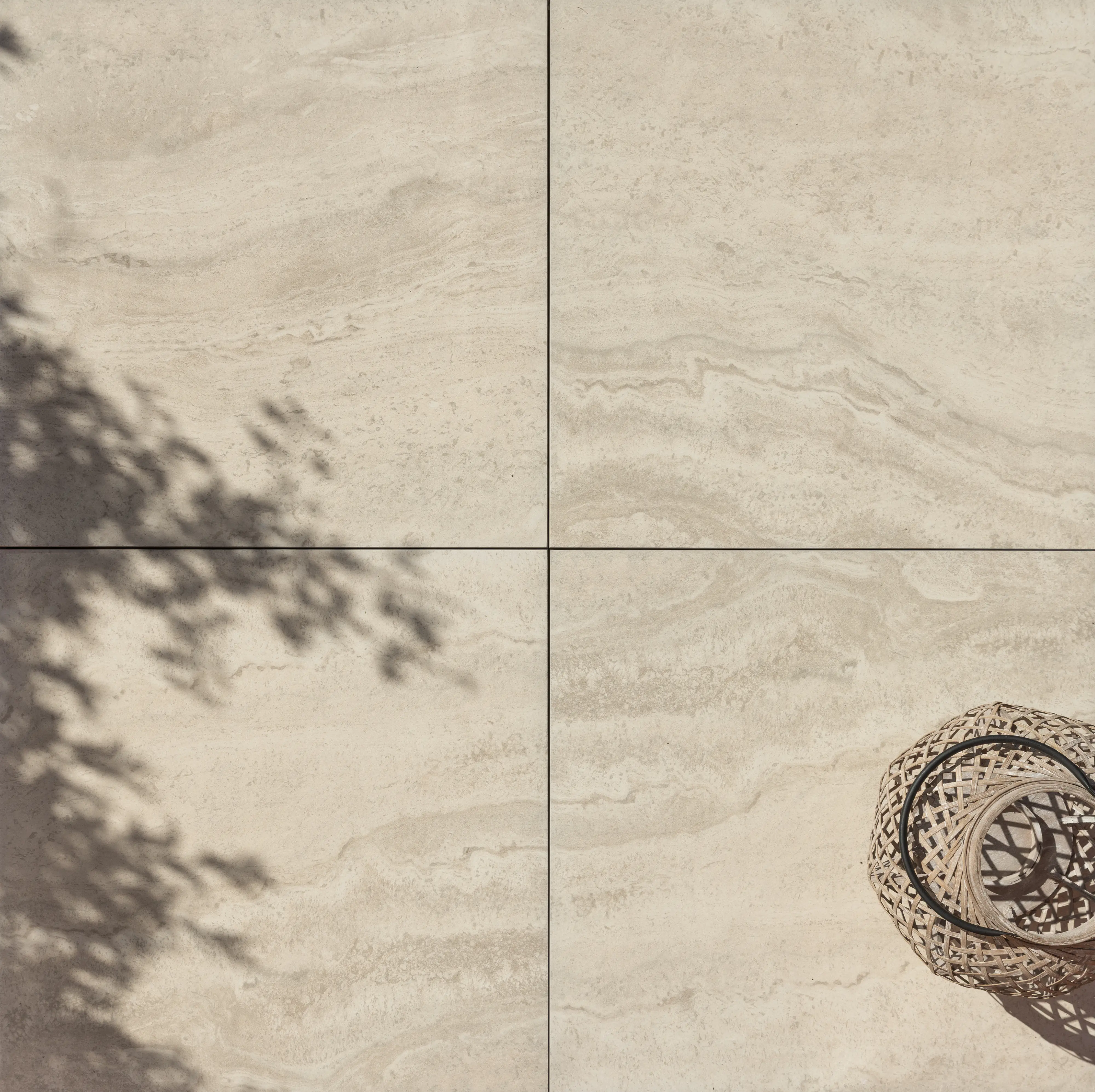 Terrassenplatte Feinsteinzeug Travertino 60 x 60 x 2 cm beige Terrassenplatte Feinsteinzeug Travertino 60 x 60 x 2 cm beige