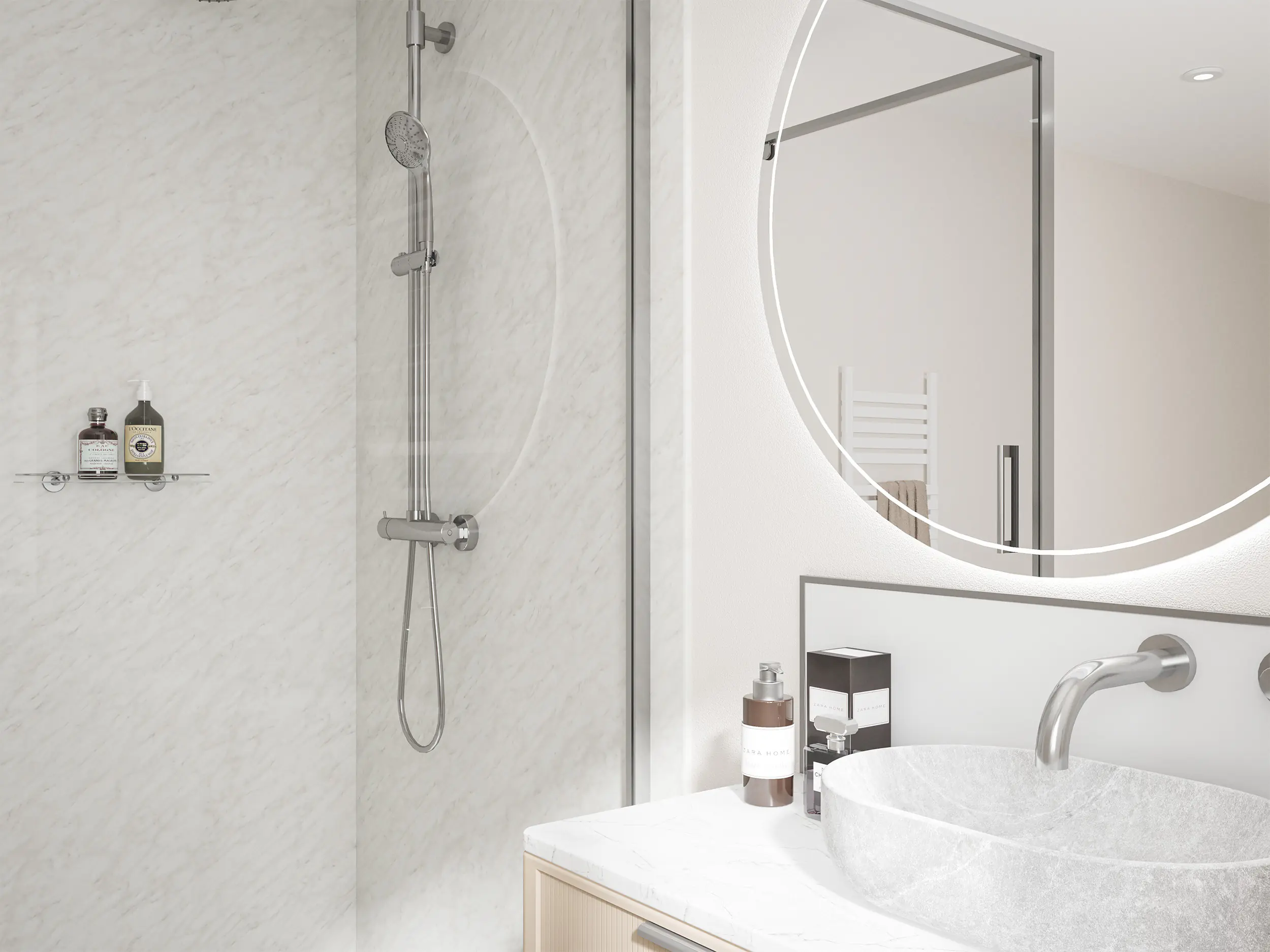 Wetwall Elite Wandpaneel  Carrara Marble 60 x 260 cm mit Nut & Feder