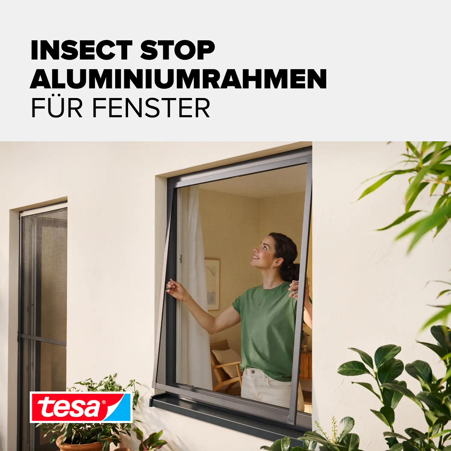 tesa Fliegengitter-Fenster Comfort im Alurahmen 120 x 150 cm anthrazit