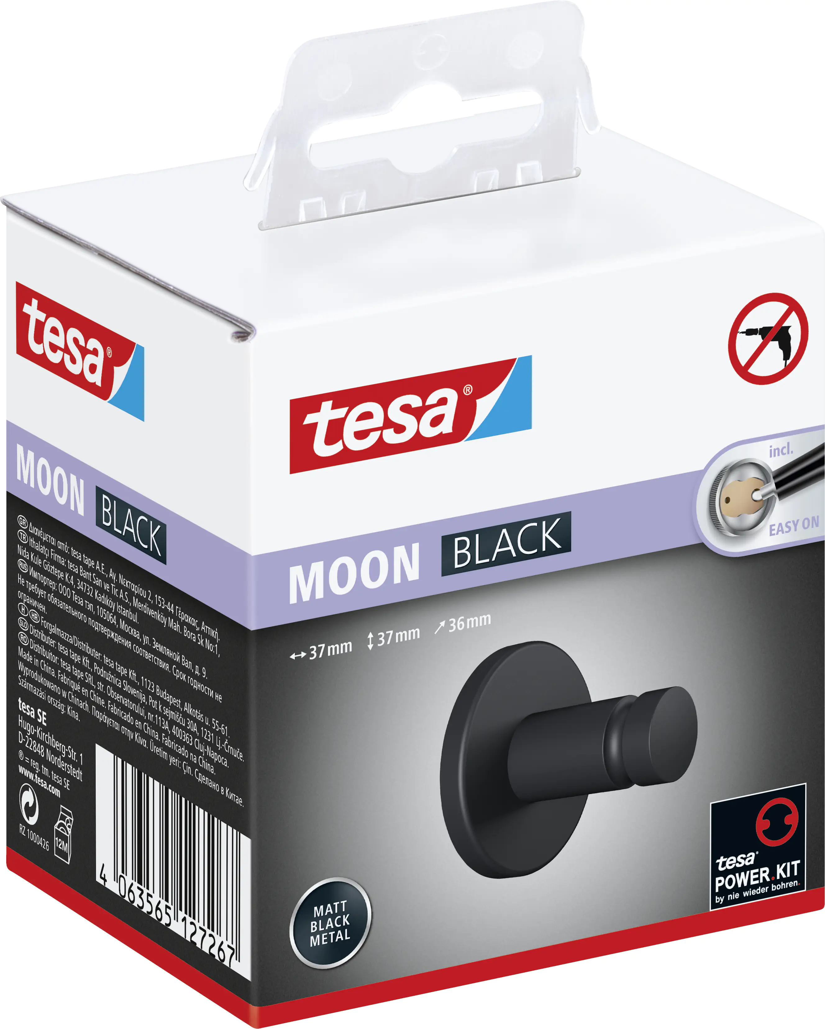 Tesa Handtuchhaken MOON  schwarz zum Kleben Tesa Handtuchhaken MOON  schwarz zum Kleben