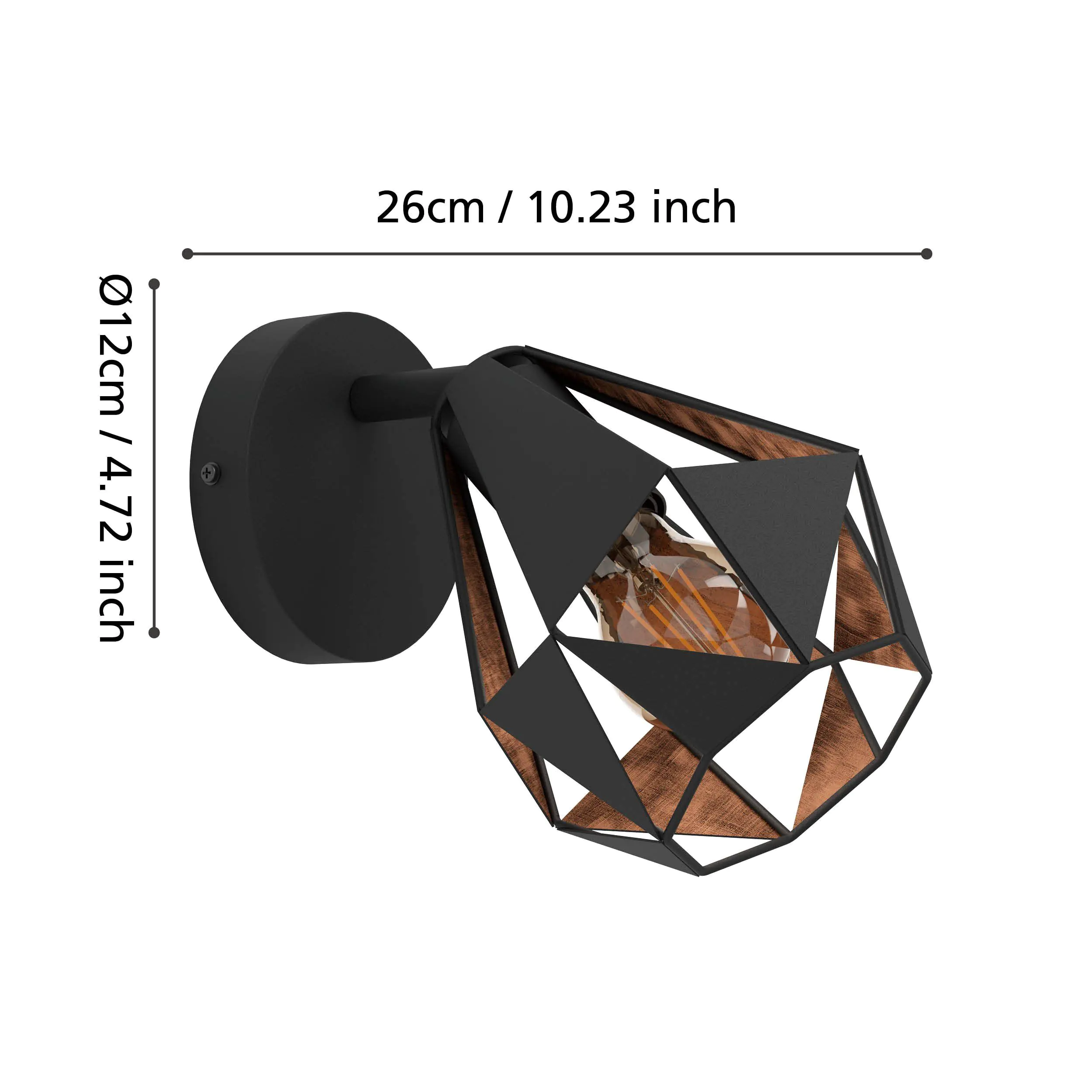 Eglo Wandleuchte Carlton 7 schwarz kupfer  Eglo Wandleuchte Carlton 7 schwarz kupfer