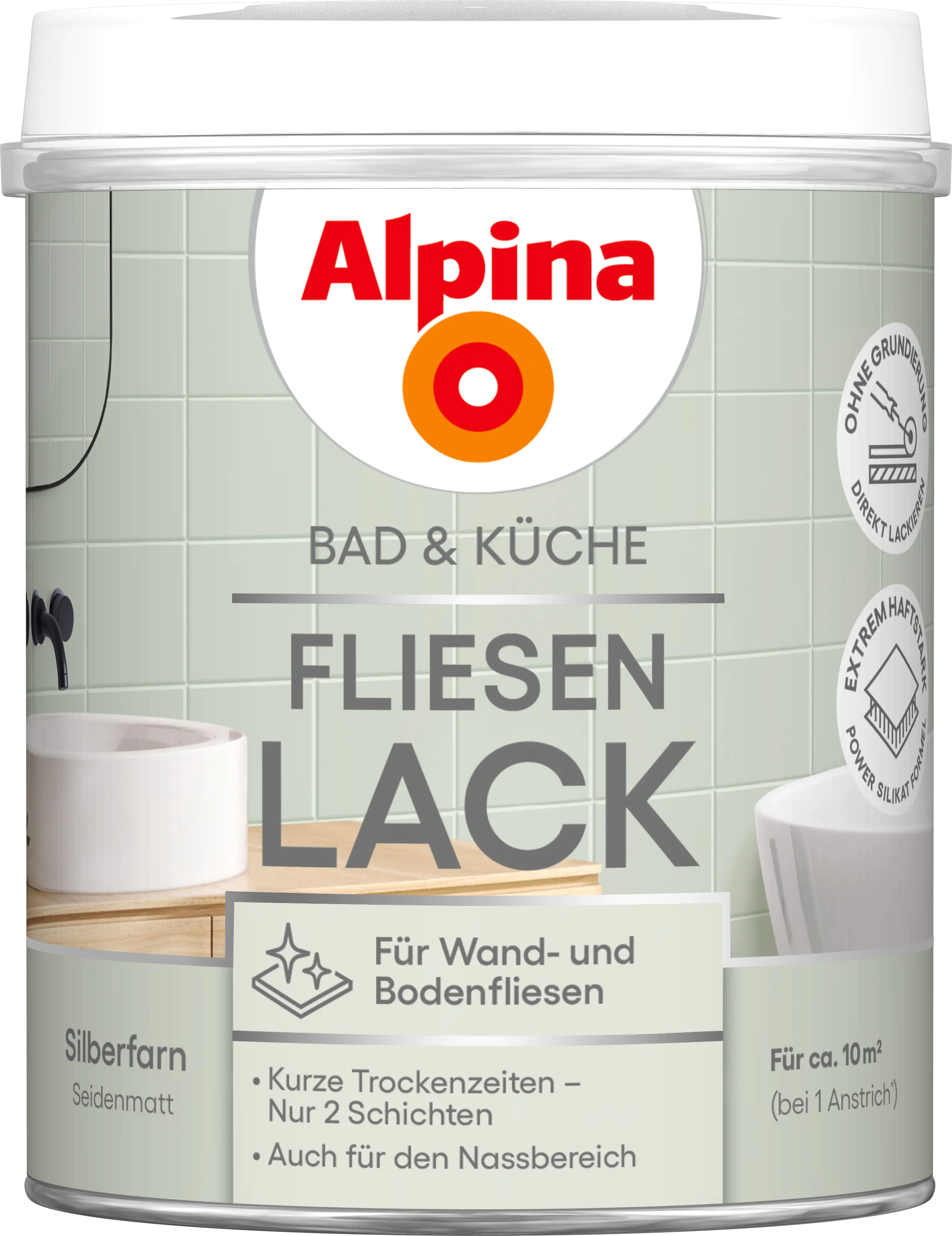 Alpina Fliesenlack Bad & Küche 2K Silberfarn 750 ml Alpina Fliesenlack Bad & Küche 2K Silberfarn 750 ml