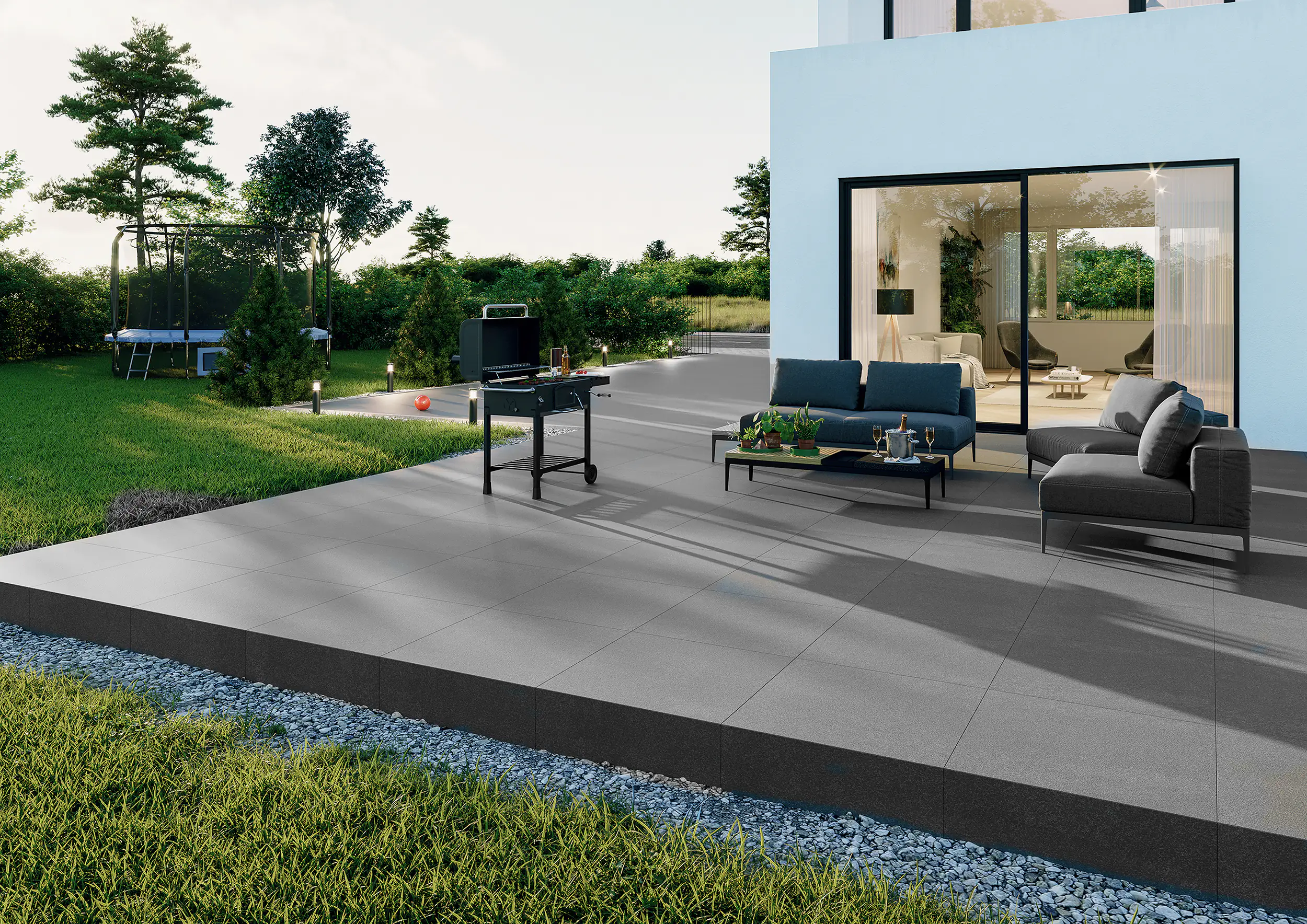 8056147900149_01 Terrassenplatte Feinsteinzeug Basalt Stone 60 x 60 x 3 cm grau