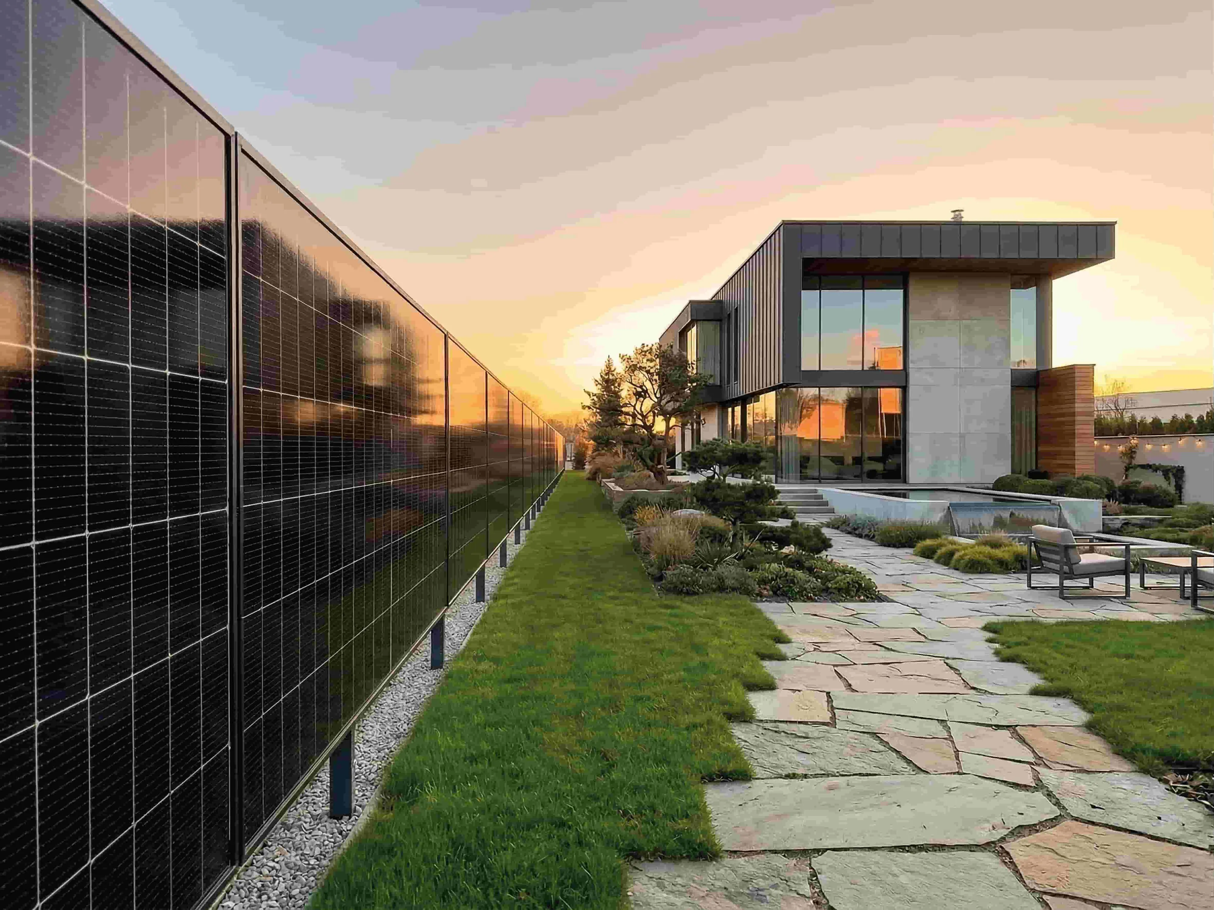 SunElements PV-Zaun ohne Wechselrichter 1800 Wp bifazial 4er Set
