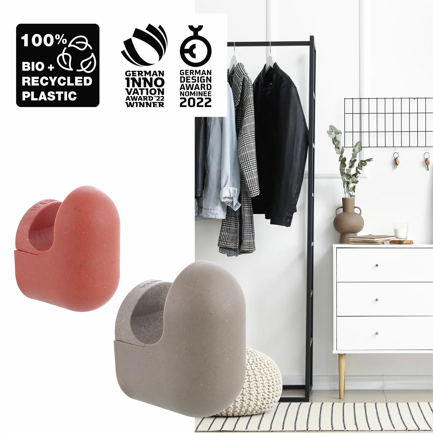 Wagner Wandhaken-Set hooks4home Pill Tragkraft bis 2 kg Bio Kunststoff 4 Stück