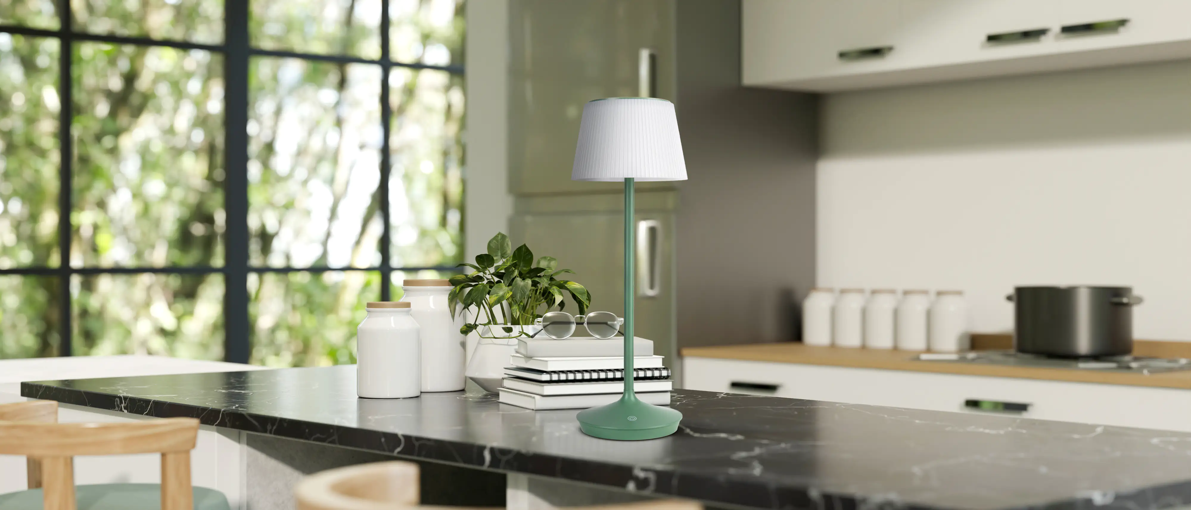 Light & More Solar-Tischleuchte Emmi grün 38 x 13 cm