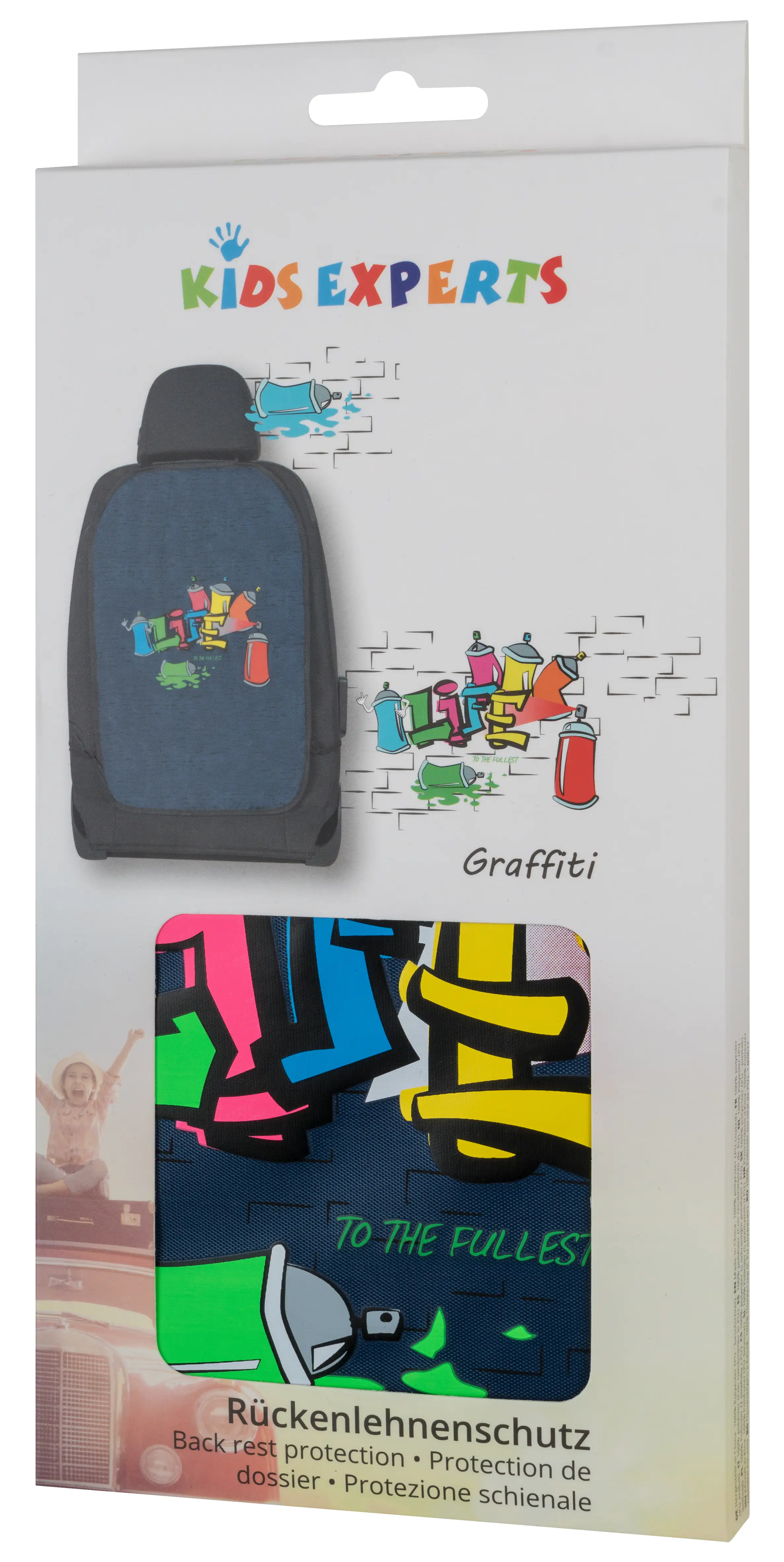 9001778261847_004 Walser Autositz Rückenlehnenschutz Graffiti blau 1-teilig