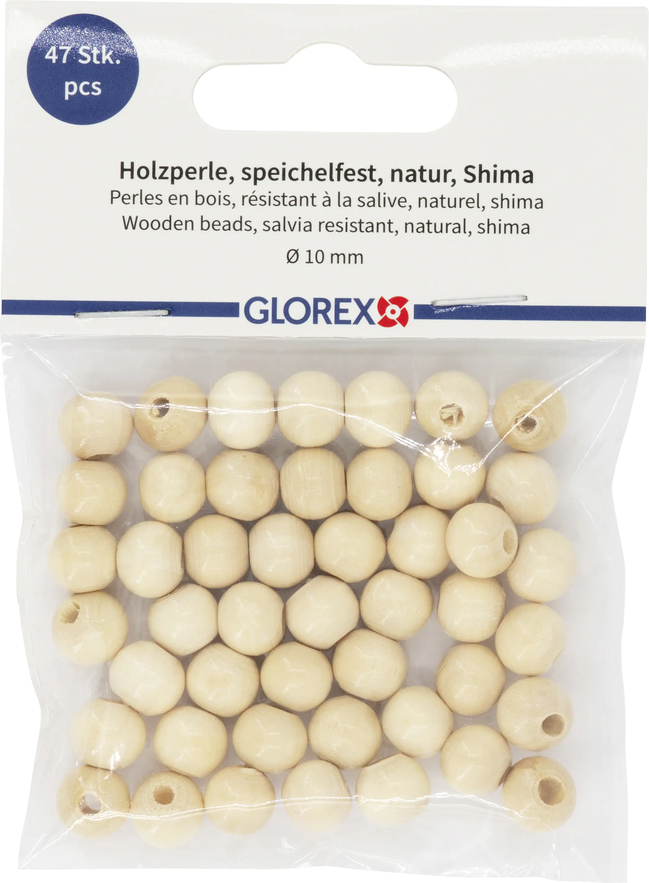 Glorex Holzperle natur 10 mm - 47 Stück