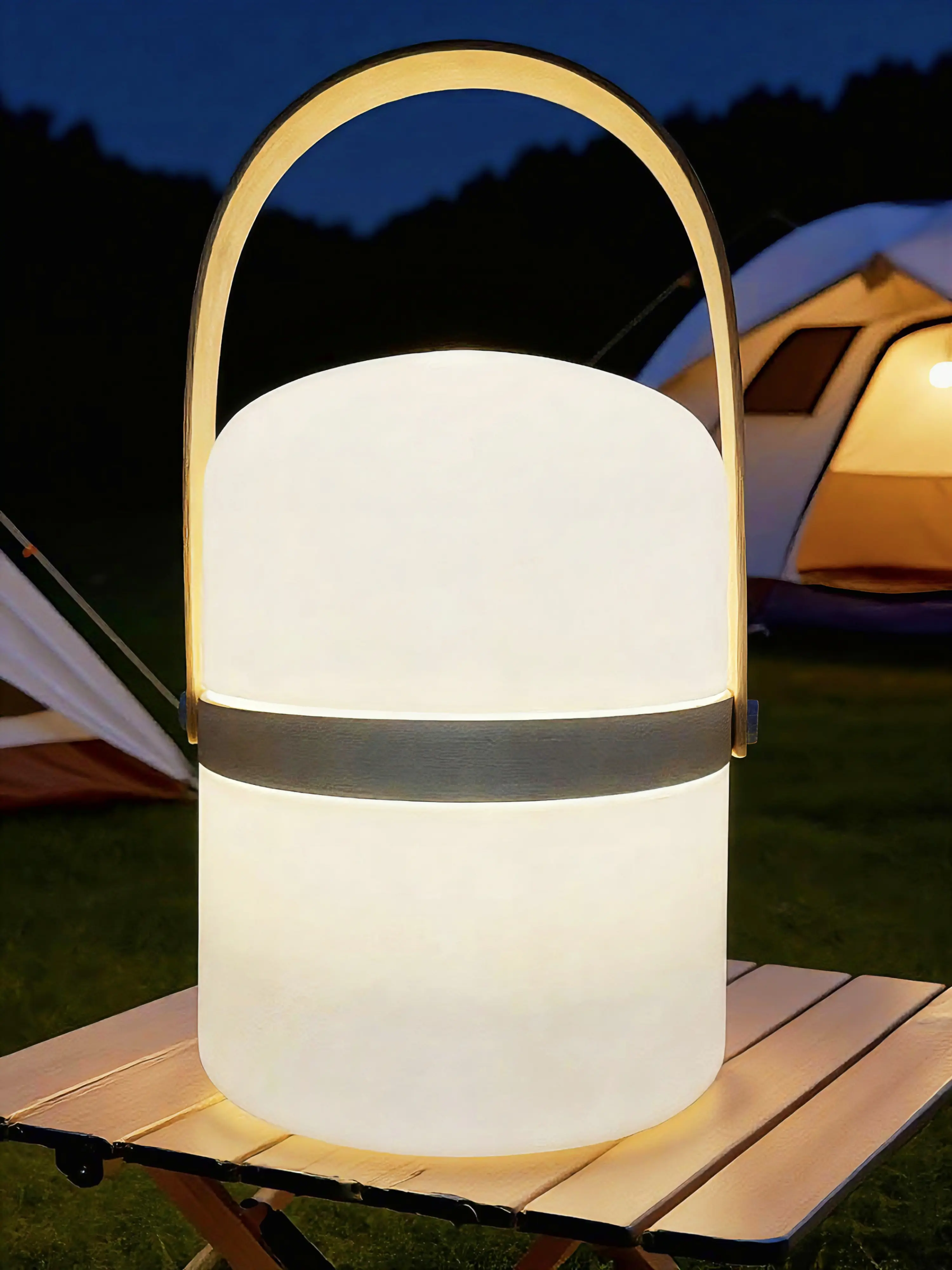 Dapo LED Solarleuchte Hawaii mit Bambus Ring warmweiß