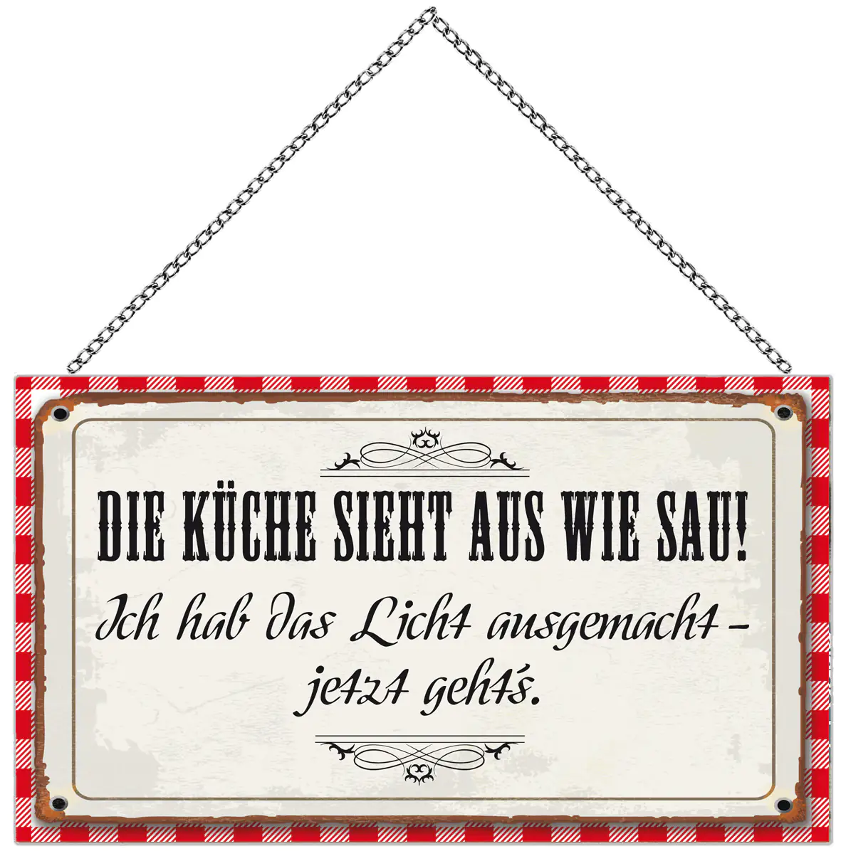 Schild mit Spruch Jetzt geht`s, 23 x 13 cm mit Kette