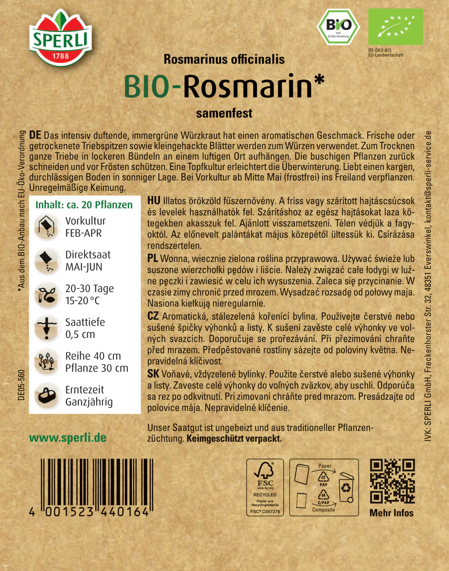 Sperli BIO Rosmarin