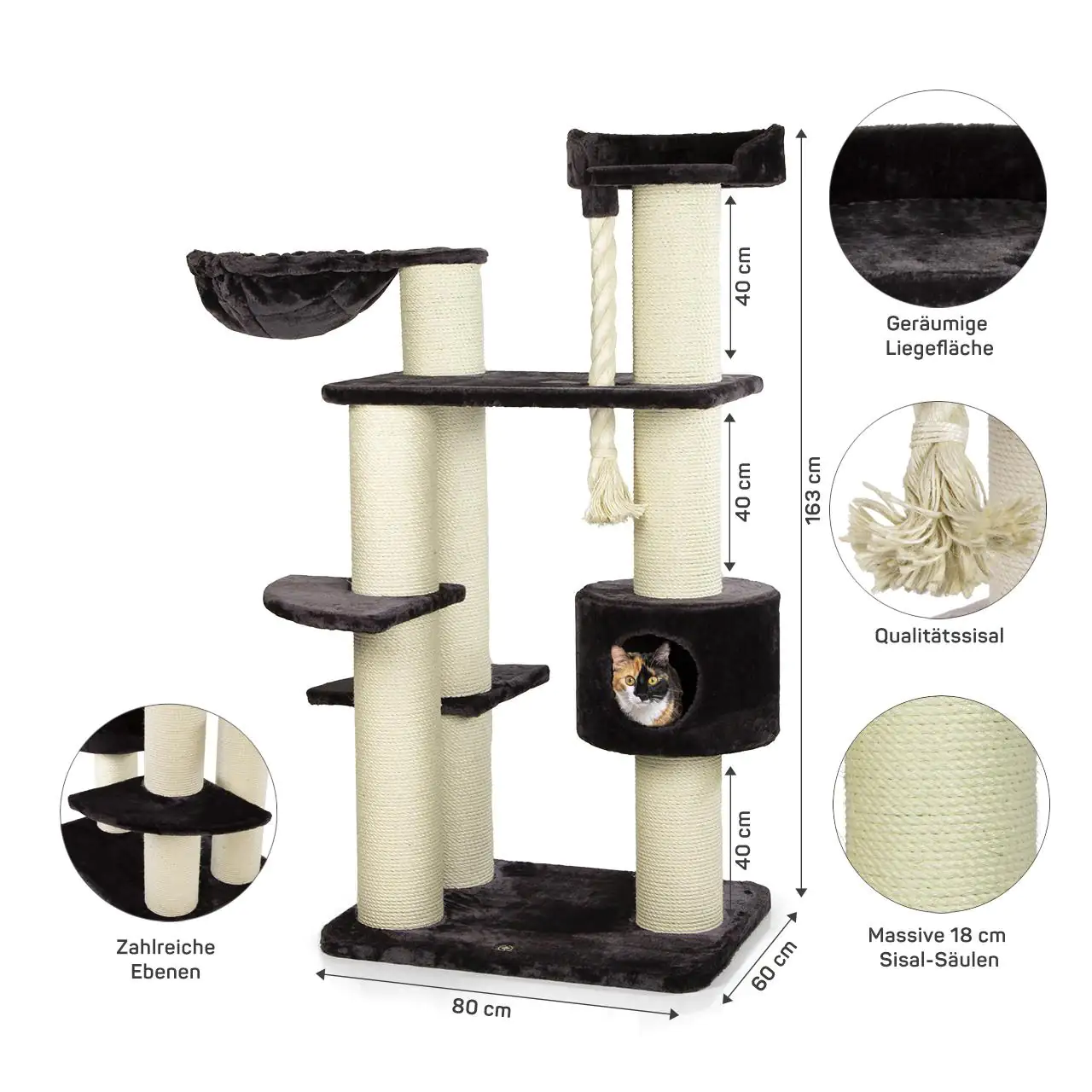Katzenkratzbaum Brockville H 163 cm anthrazit