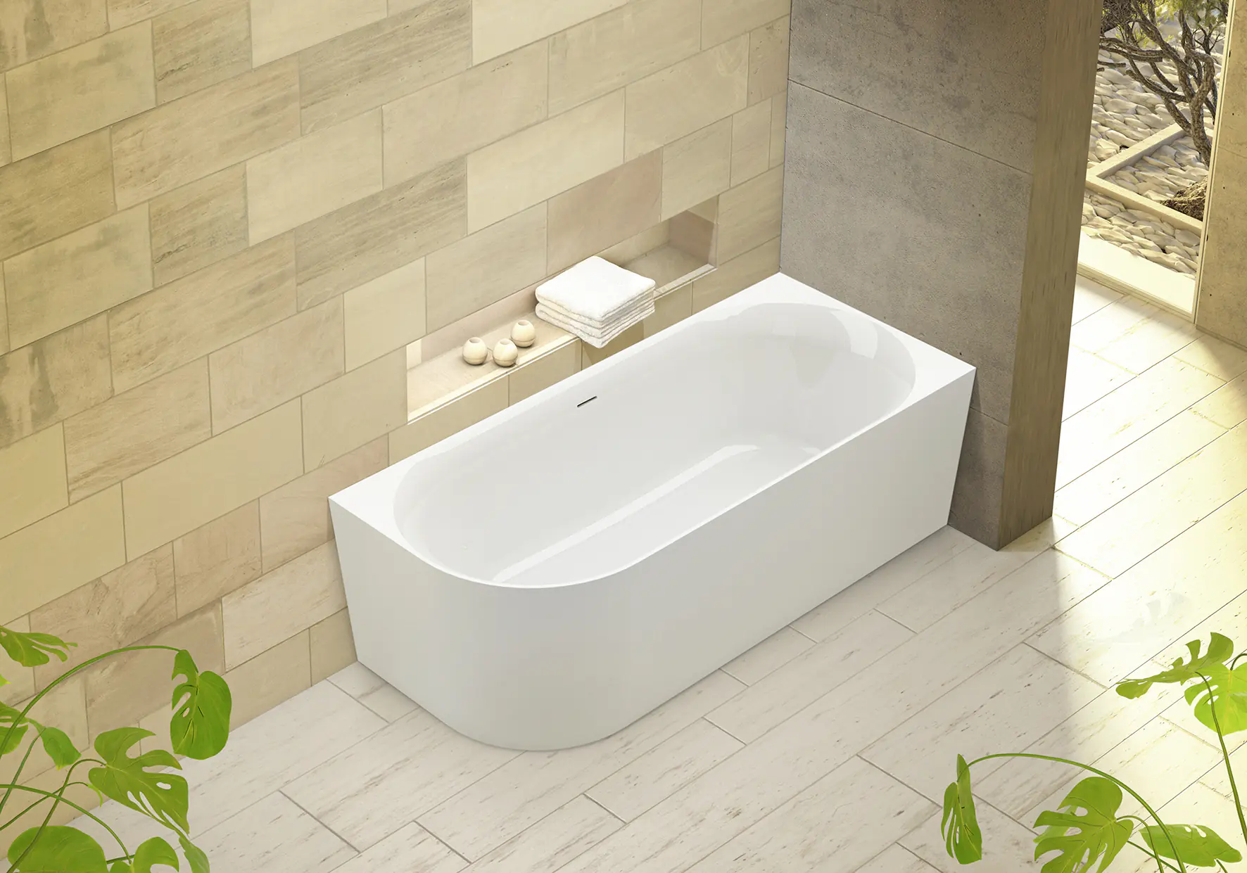 Ottofond Badewanne Mince Corner XS weiß links 155 x 80 / 44 cm
