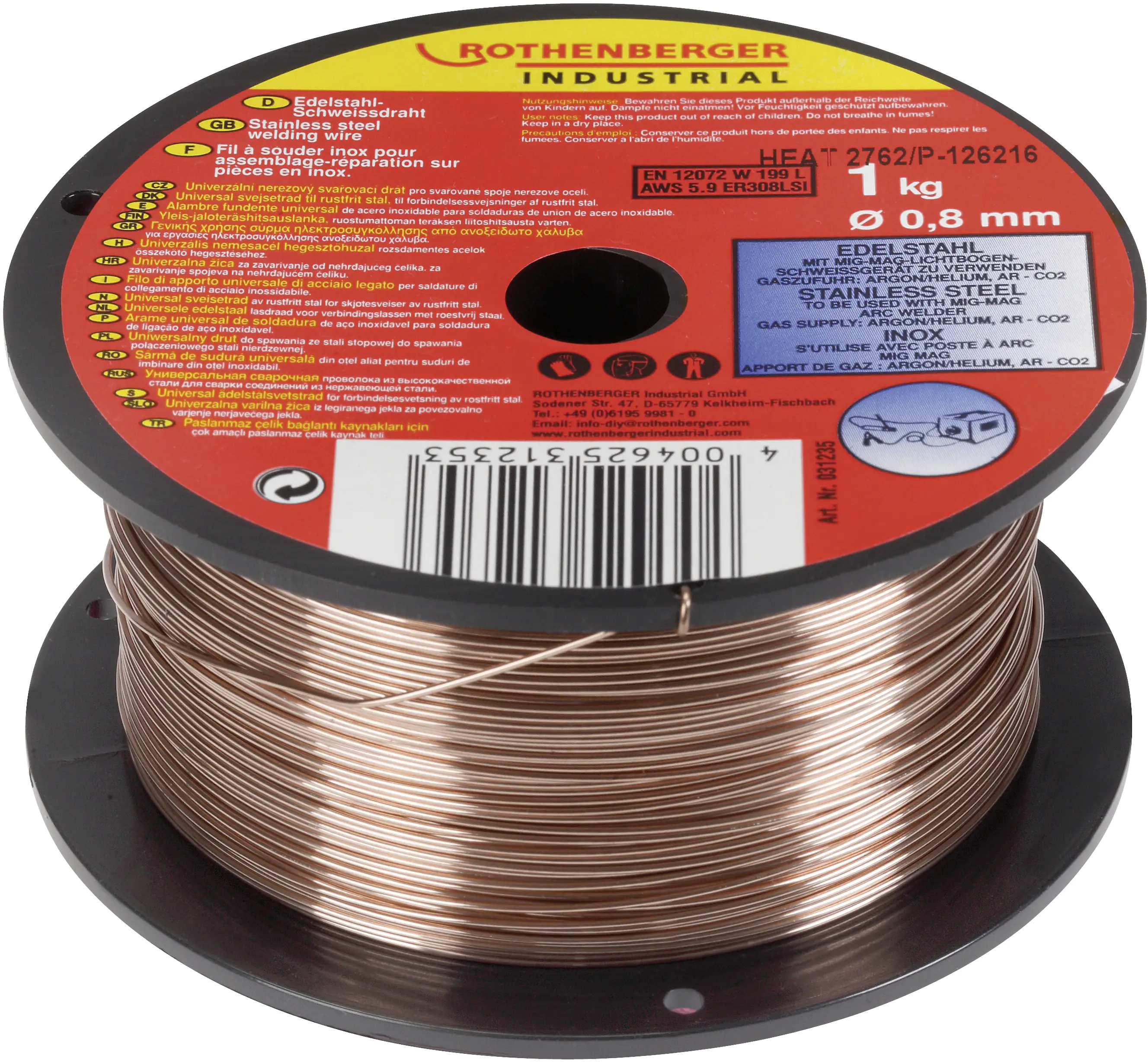 Rothenberger Schweißdraht Edelstahl 0,8 mm 1 kg