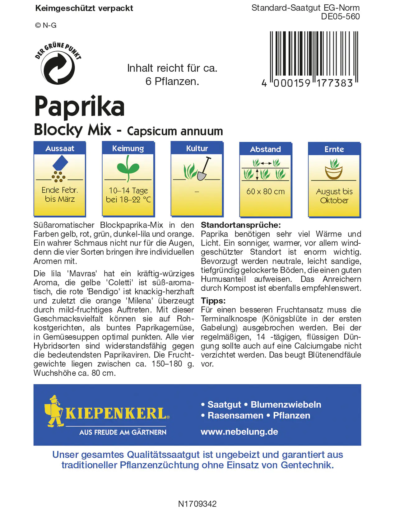 Kiepenkerl Blockpaprika Blocky Mix Capsicum annuum, Inhalt: ca. 6 Pflanzen Kiepenkerl Blockpaprika Blocky Mix Capsicum annuum, Inhalt: ca. 6 Pflanzen