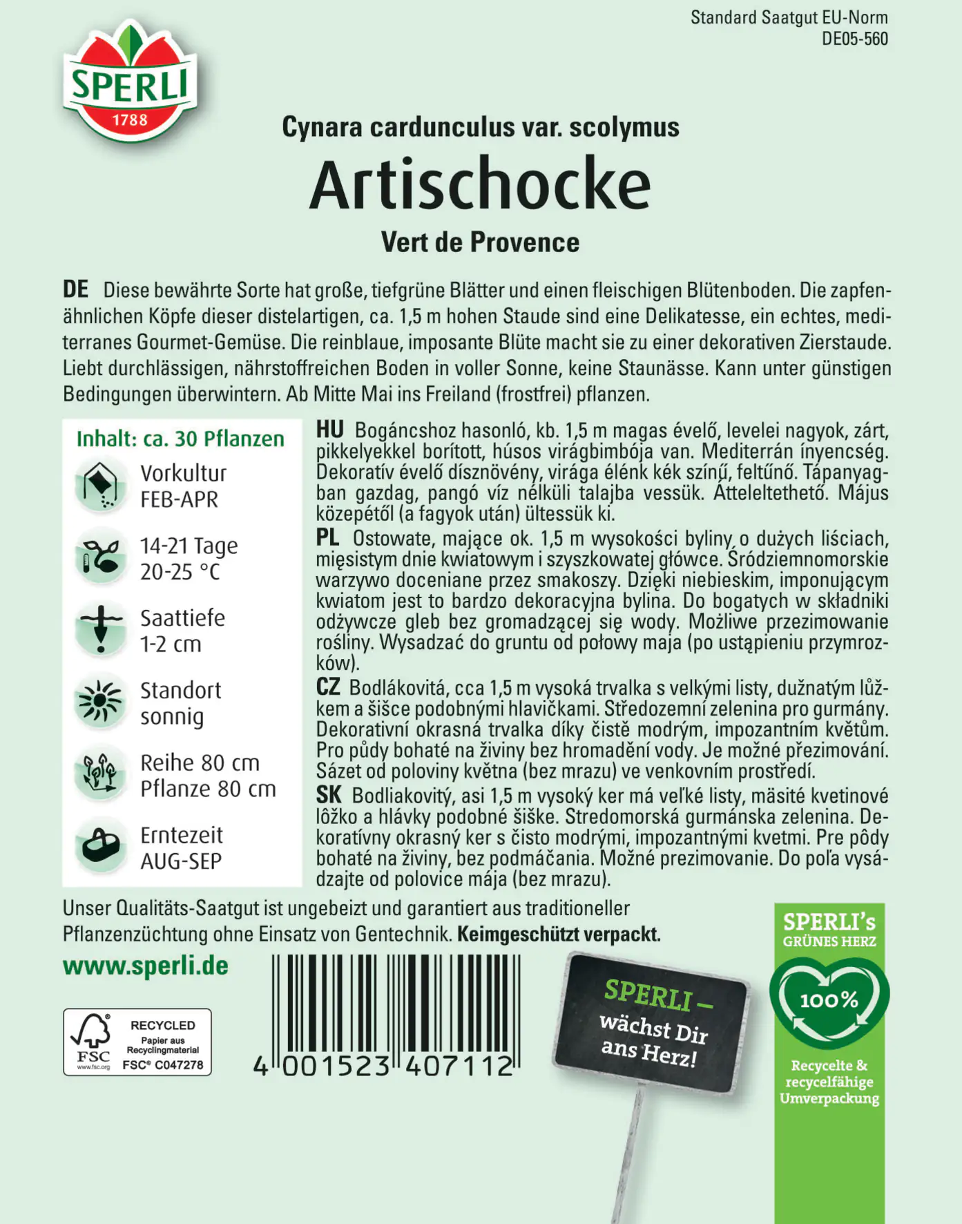 Sperli Artischocke Vert de Provence