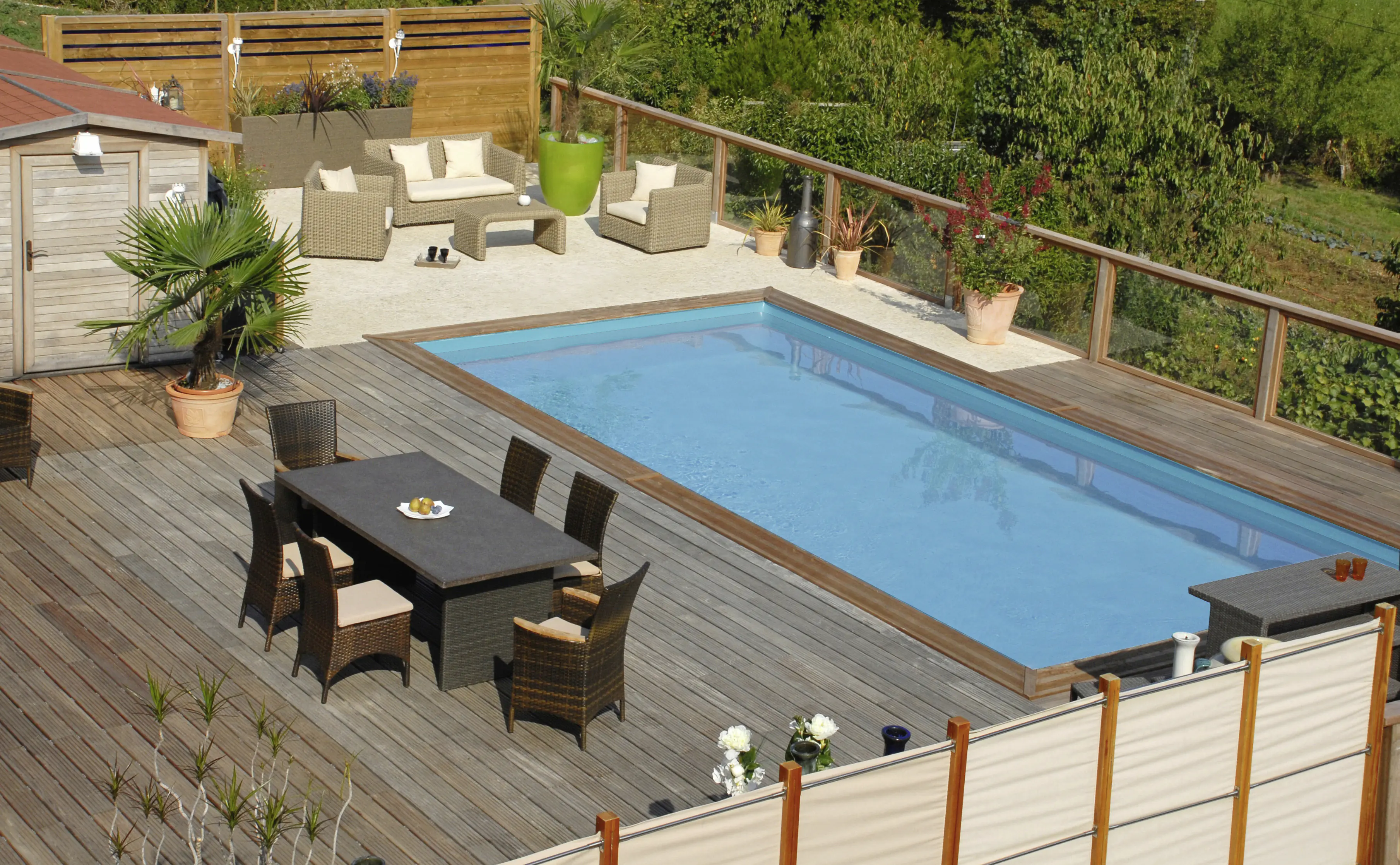Gre Holzpool Evora Komplettset rechteckig 620 x 420 x 133 cm natur
