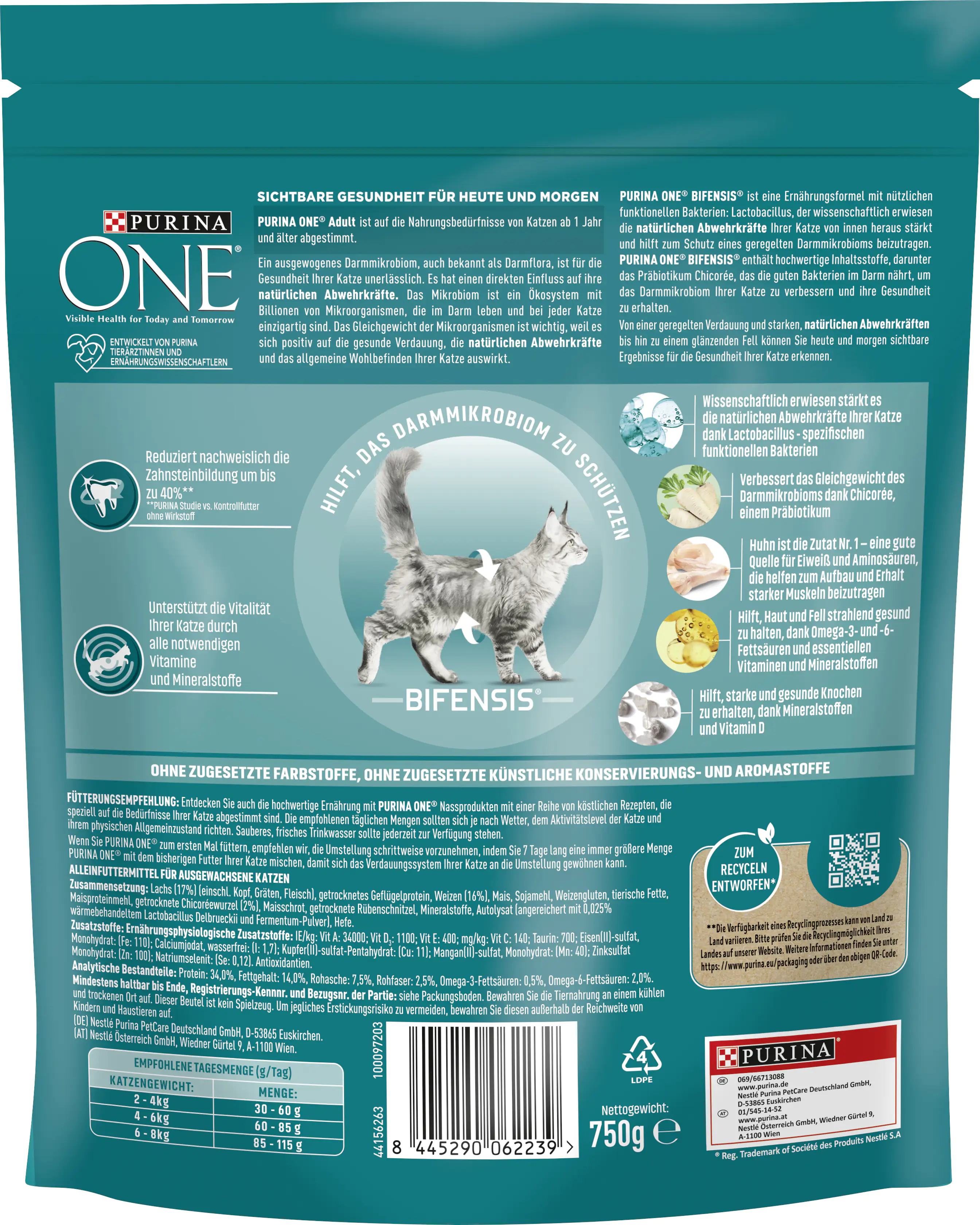 Purina ONE Adult reich an Huhn und Vollkorn-Getreide 750 g