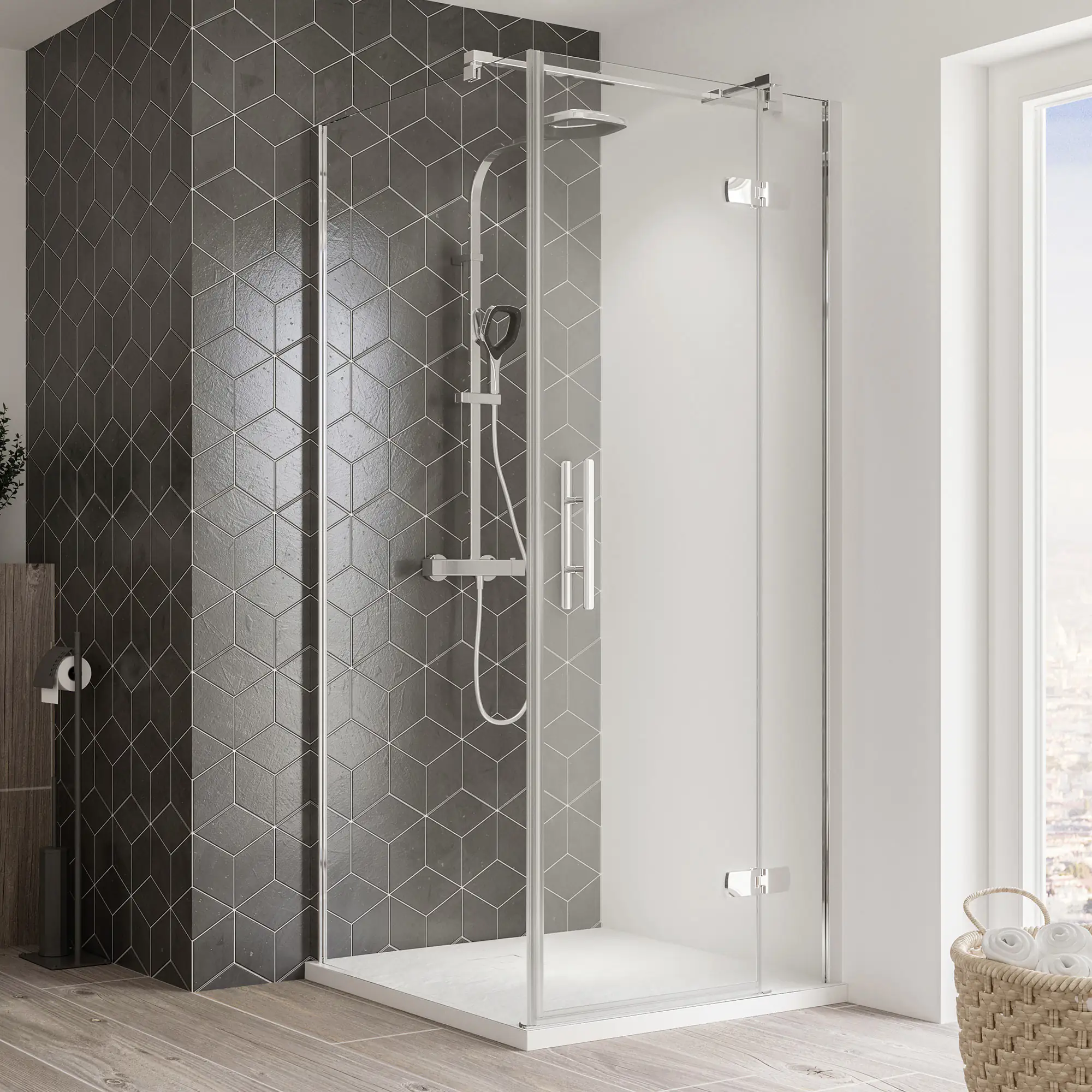 Breuer Avanta Drehtür + Festteil f. Seitenwand re 90 x 200 cm