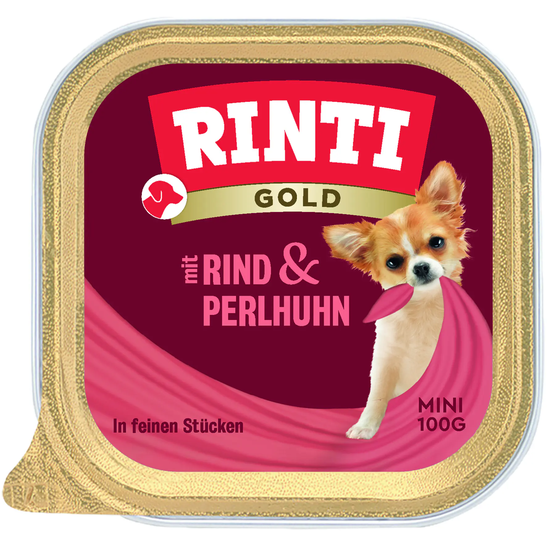 Rinti Gold mini Hundenassfutter Adult 100 g Rind & Perlhuhn