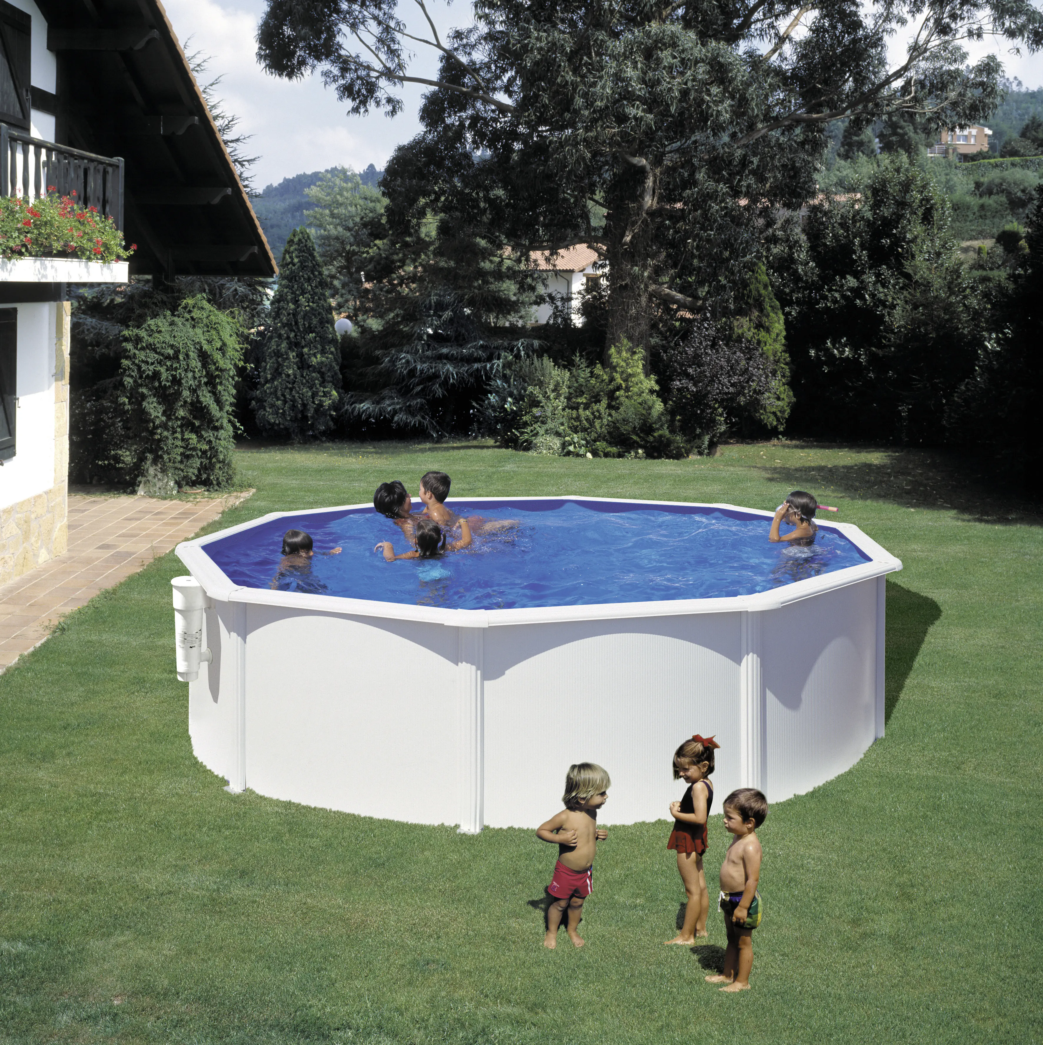 Gre Stahlwandpool Bora Bora Komplettset rund Ø 480 x 122 cm weiß