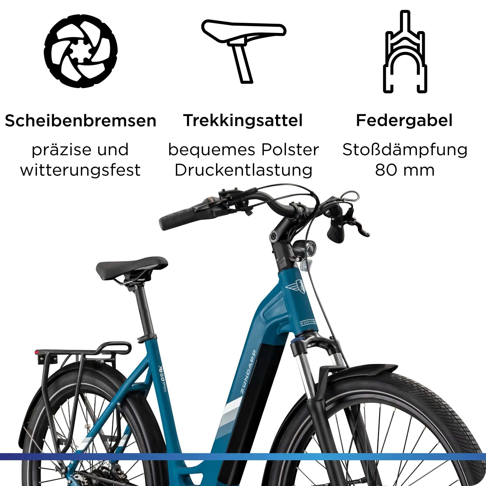 Zündapp E-Bike Trekking X850 Pro 27,5 Zoll 5-Gang 550 Wh blau
