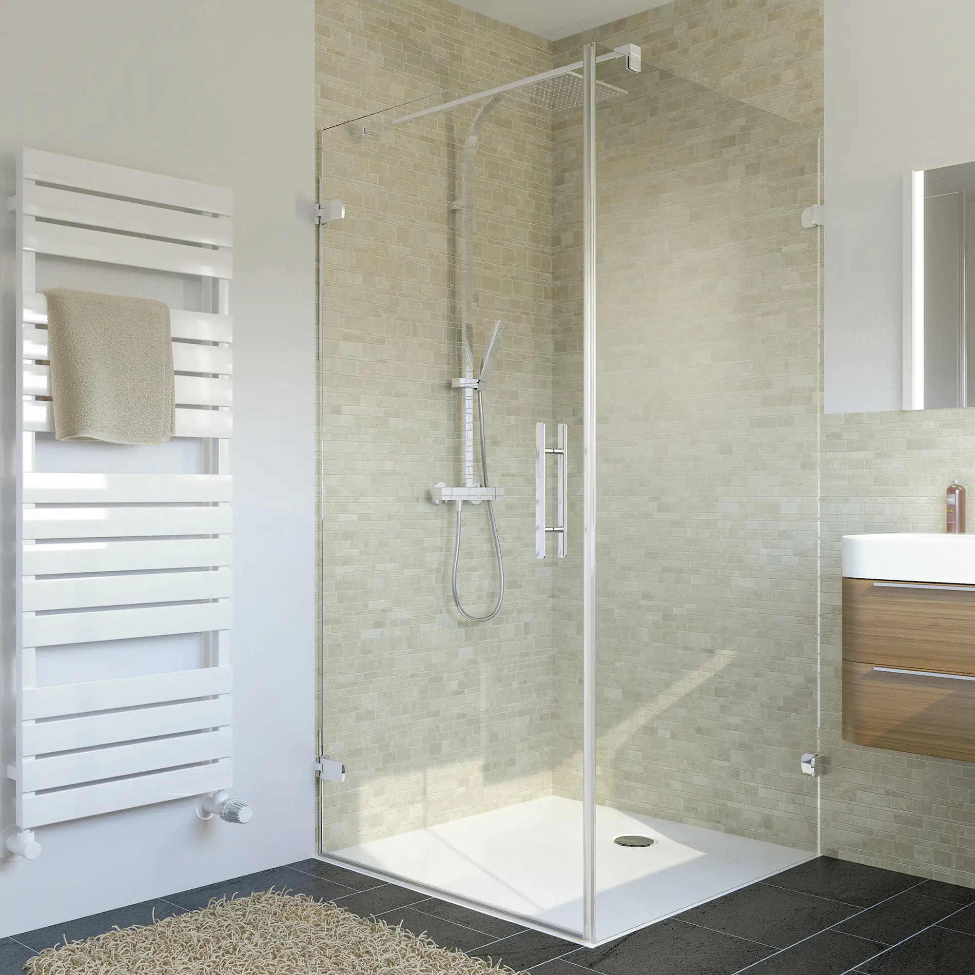 4062963338657 Breuer Avanta Seitenwand f. Drehtür 75x200 cm, alu chromeffekt, klarglas hell, inkl. CER+, Quick 72