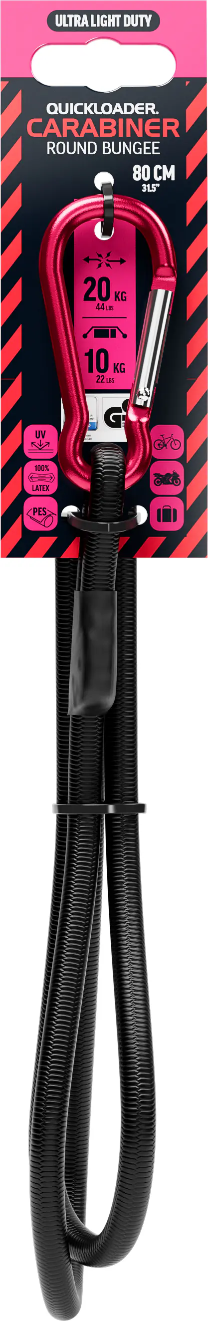 QUICKLOADER® Gummiseil Bungee mit Karabiner 8 mm x 80 cm 2 Stück schwarz QUICKLOADER® Gummiseil Bungee mit Karabiner 8 mm x 80 cm 2 Stück schwarz