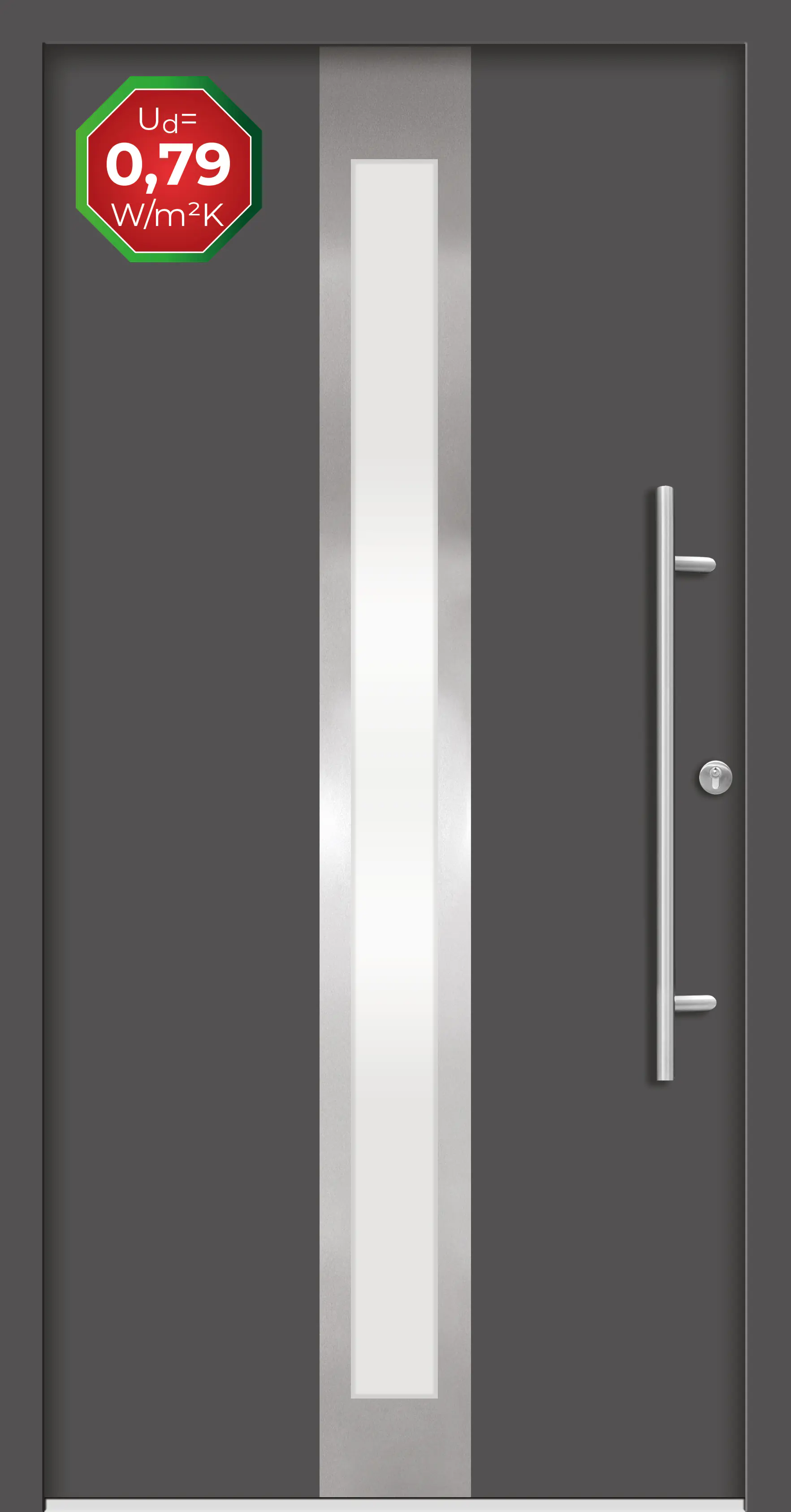 Splendoor Haustür Passivedoor Premium B01 Anthrazit DIN Rechts 100 x 210 cm