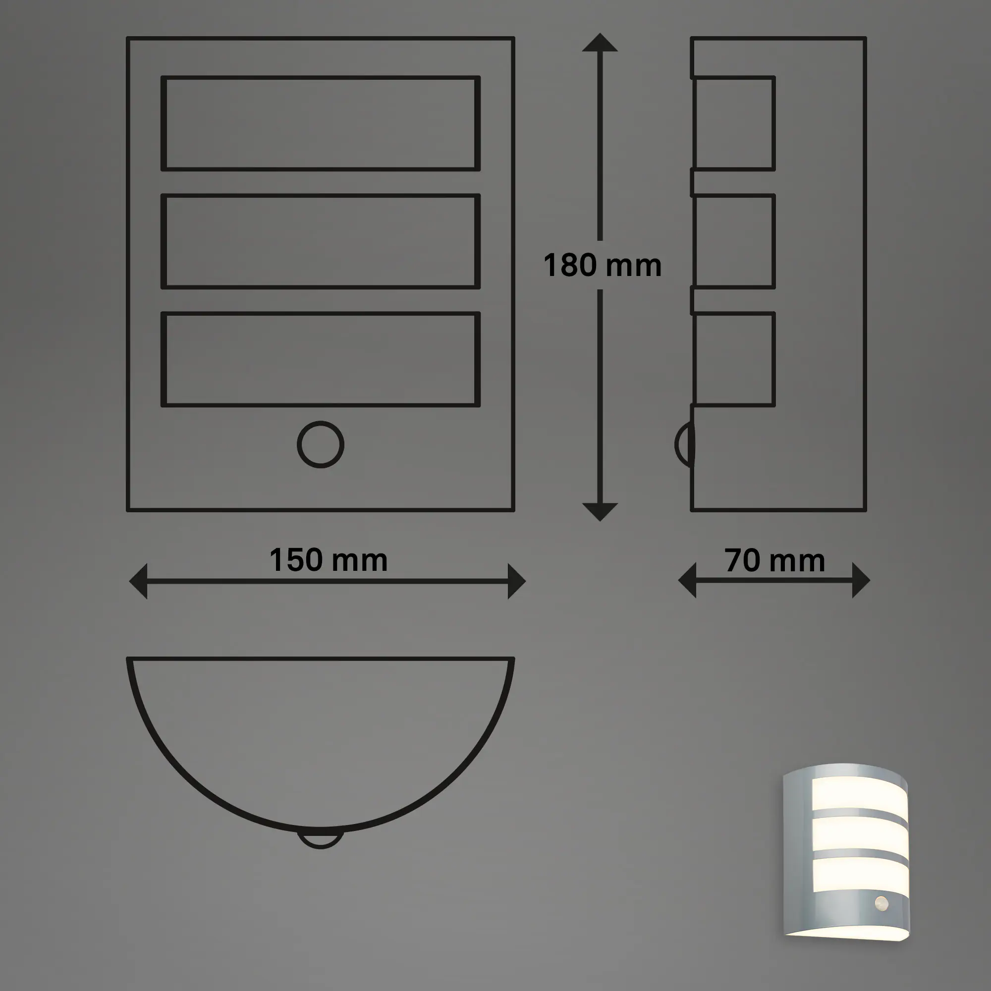 Briloner LED Außenwandleuchte Akku 5,8W chrom Sensor warmweiß Briloner LED Außenwandleuchte Akku 5,8W chrom Sensor warmweiß
