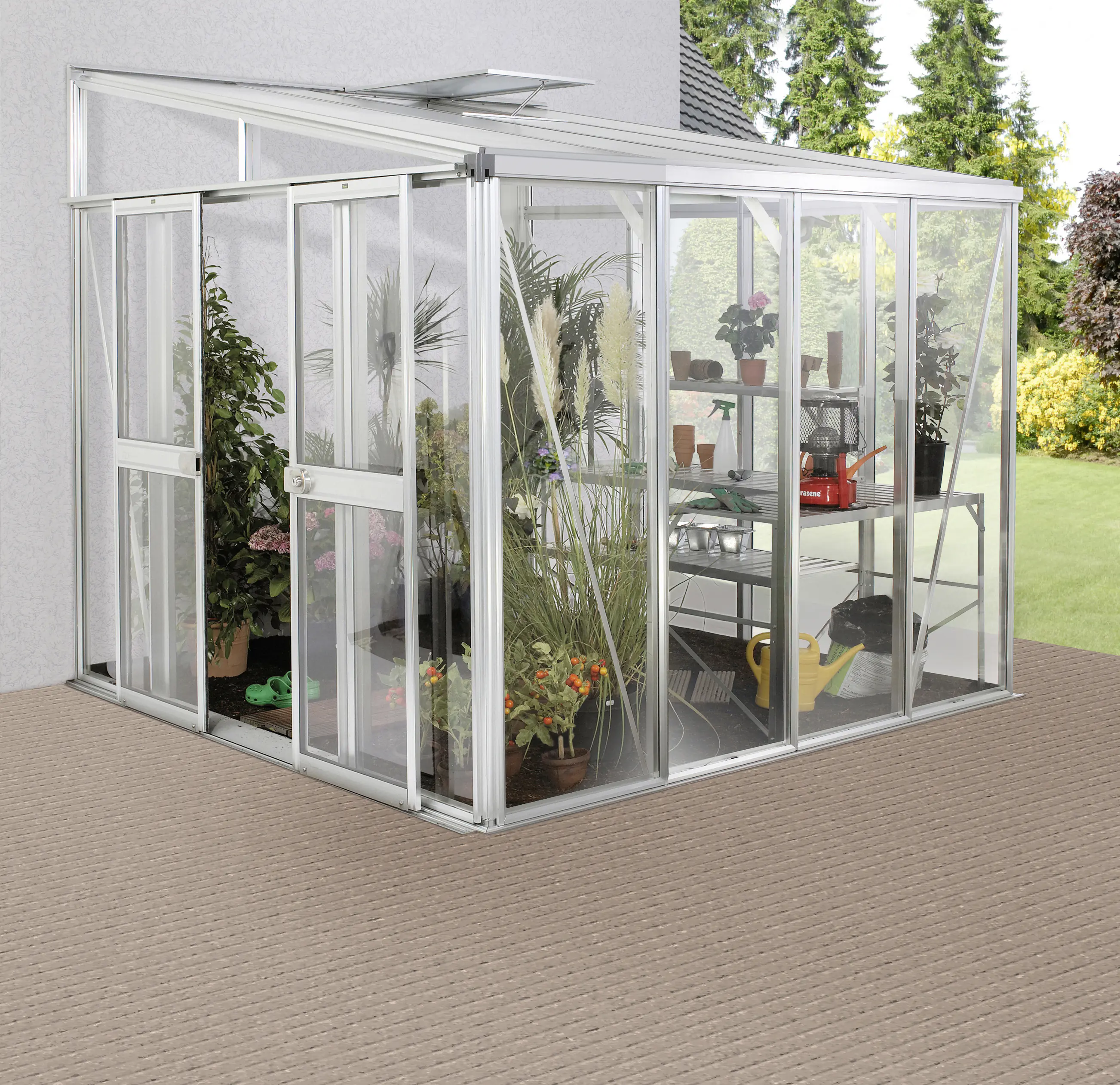 Vitavia Anlehngewächshaus Nachrüstset Helena 7000 aluminium 3 mm ESG