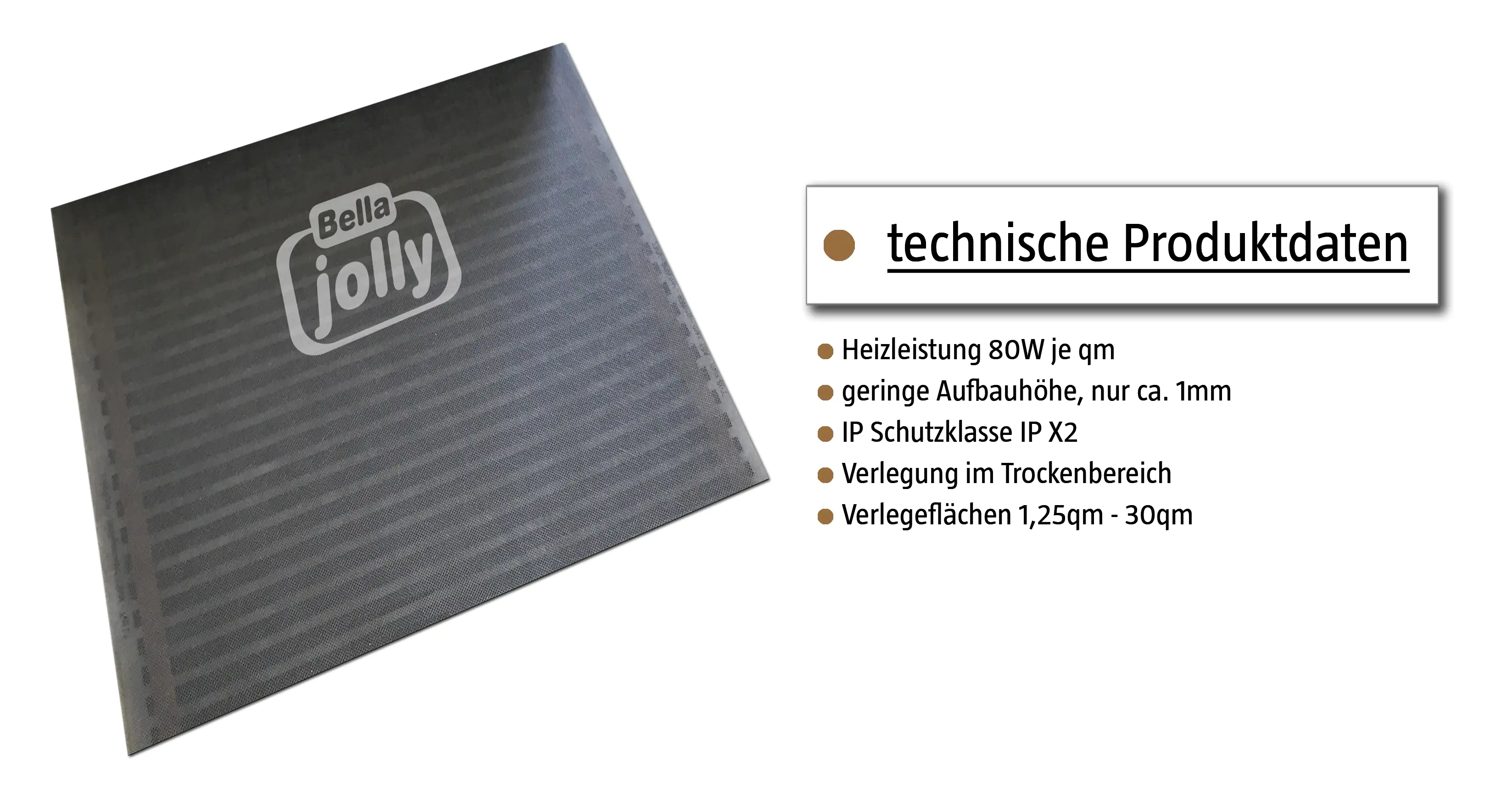 Jollytherm Fußbodenheizung Top-Therm Carbon  1,25m²  100 Watt