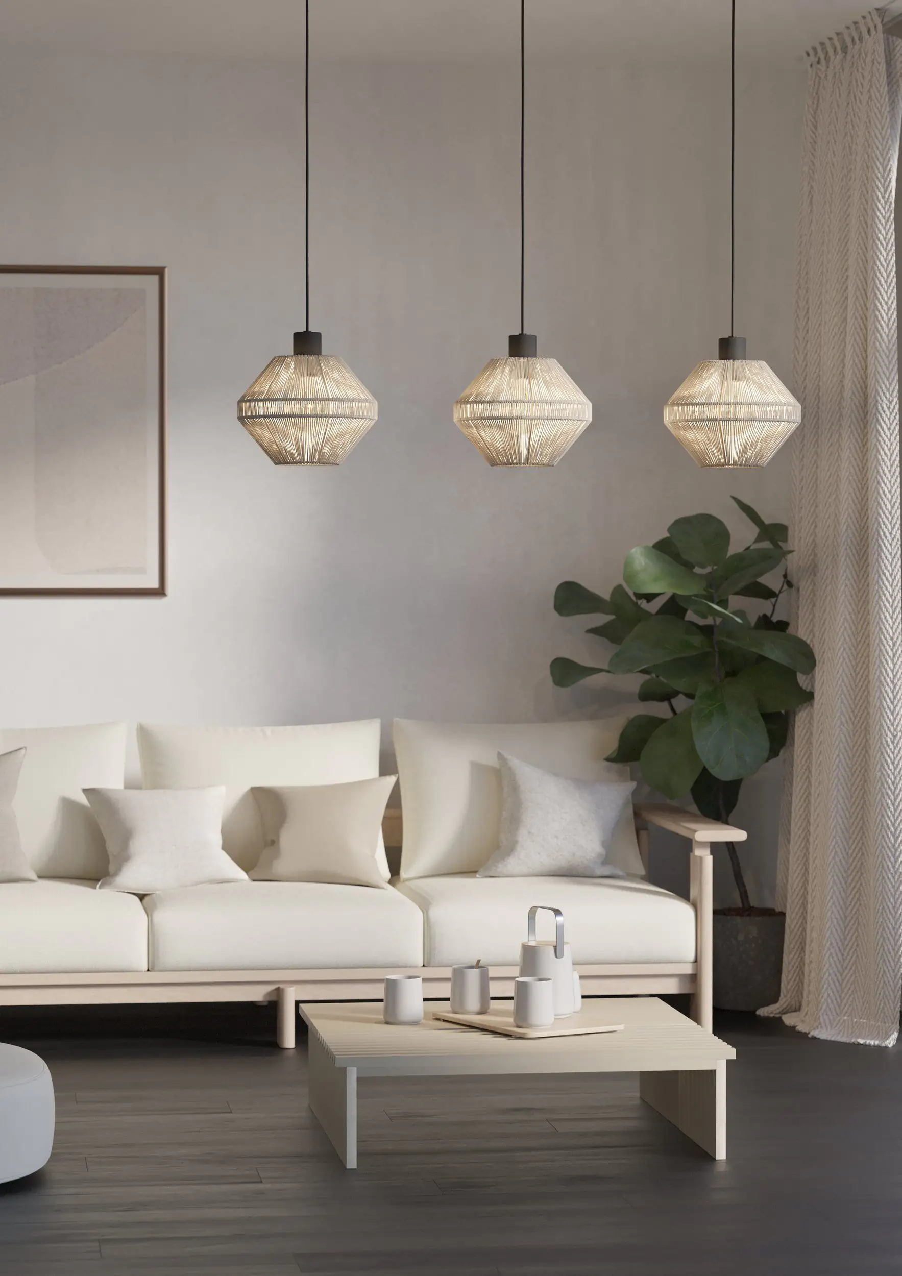 Eglo 3er Hängeleuchte Midsumer schwarz creme 92 x 22 x 110 cm E27 Eglo 3er Hängeleuchte Midsumer schwarz creme 92 x 22 x 110 cm E27