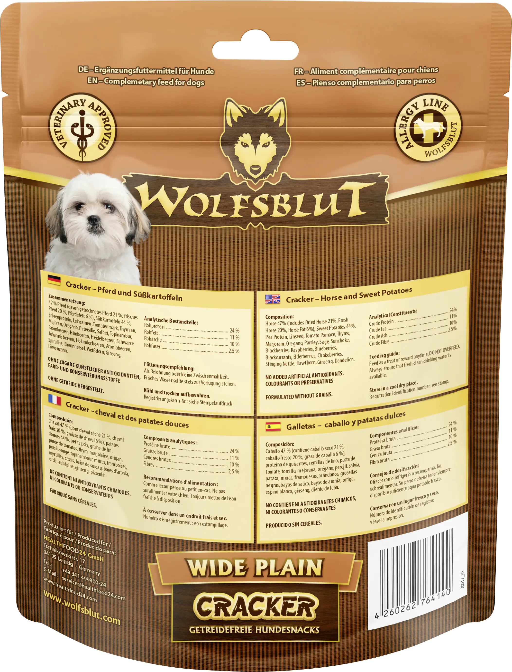 Wolfsblut Wide Plain Cracker Snack - Pferd mit Süßkartoffel 225 g Wolfsblut Wide Plain Cracker Snack - Pferd mit Süßkartoffel 225 g