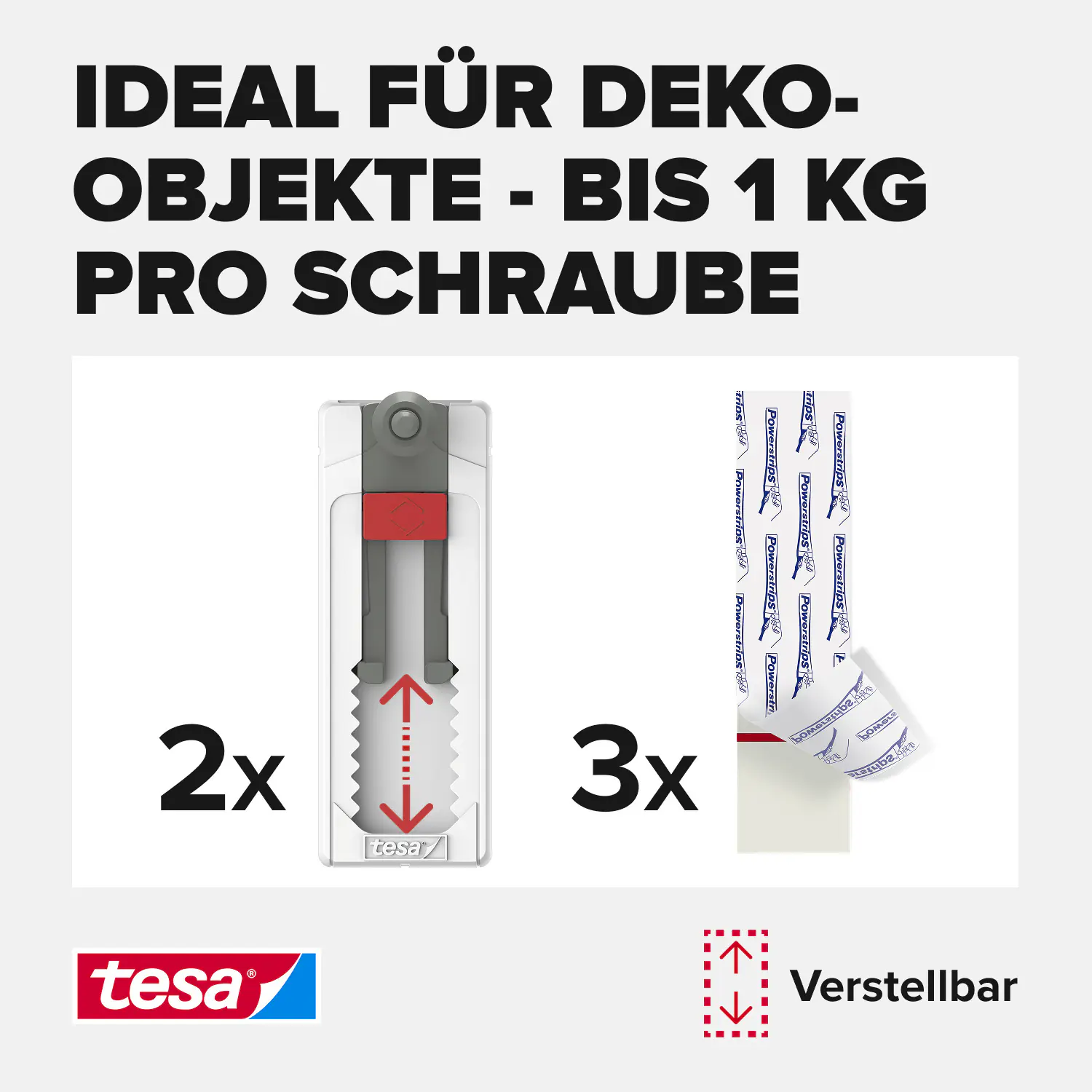 tesa Klebeschraube Traglast 1 kg, 2 Stück