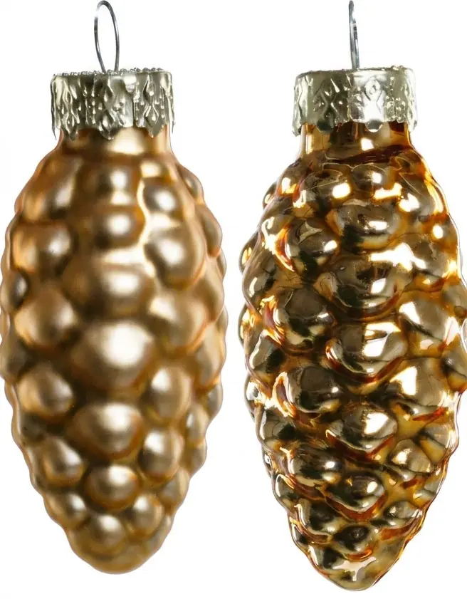 TrendLine Weihnachtskugeln Glas-Tannenzapfen 6 cm gold 12 Stück