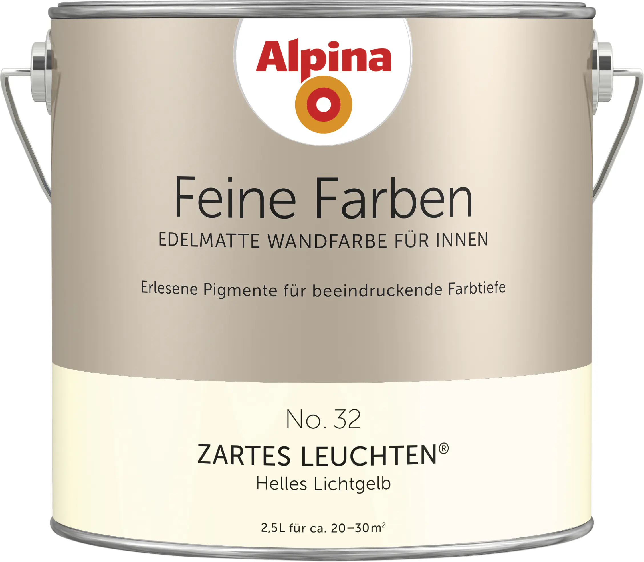 Alpina Feine Farben Wandfarbe No. 32 Zartes Leuchten - helles lichtgelb edelmatt 2,5 L