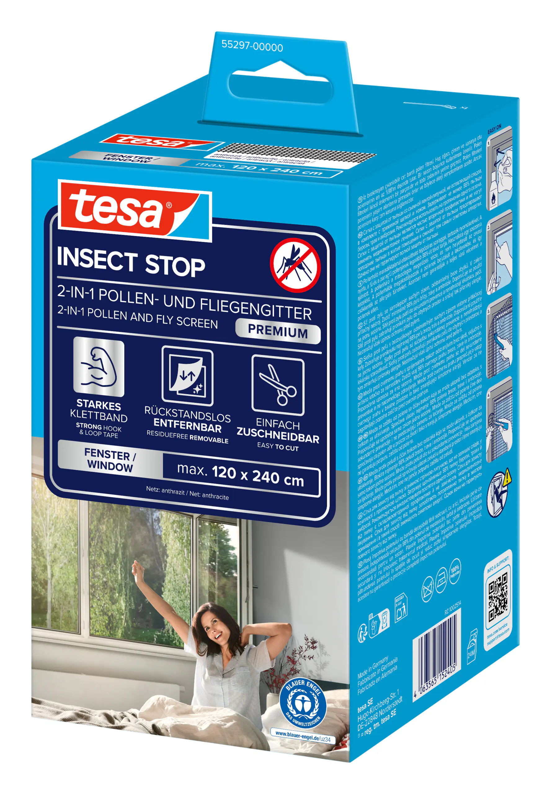 tesa Pollenschutzgitter 120 x 240 cm anthrazit